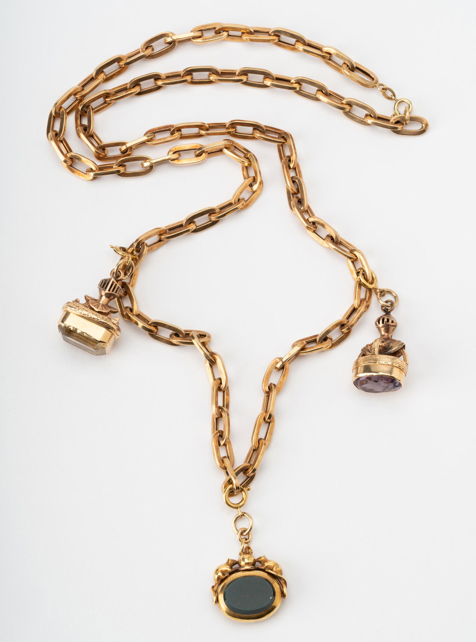 14 KARAT YELLOW GOLD & MULTI-GEM CHARM NECKLACE (1 of 10)