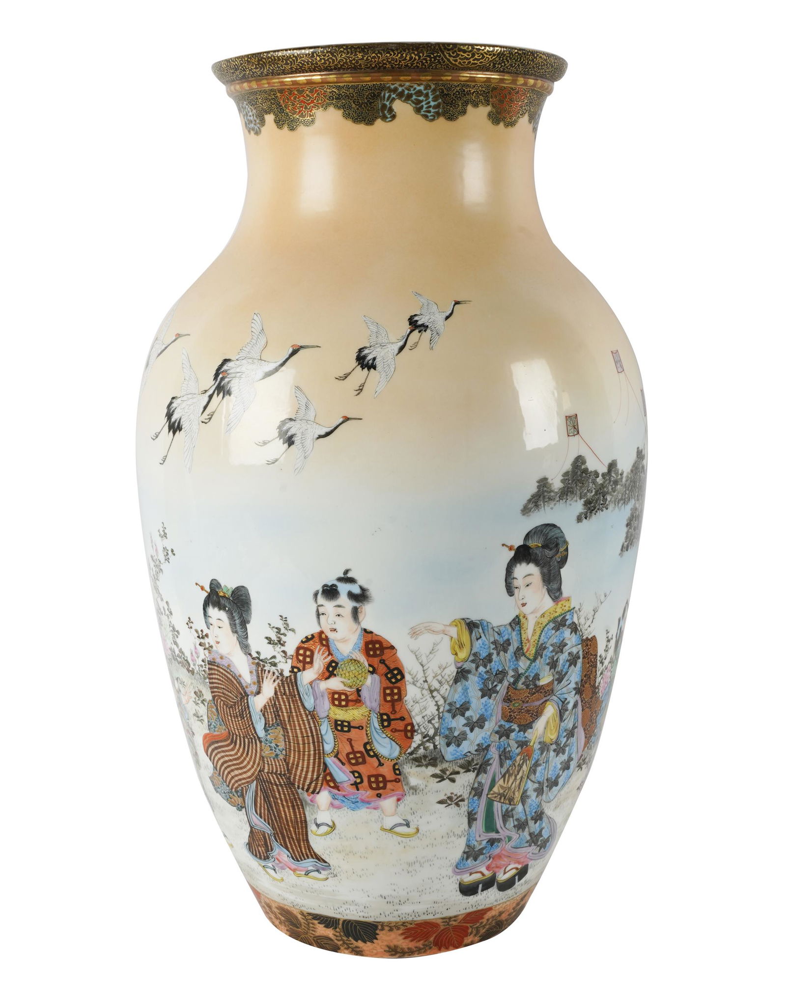 JAPANESE PORCELAIN SCENIC VASE (1 of 8)