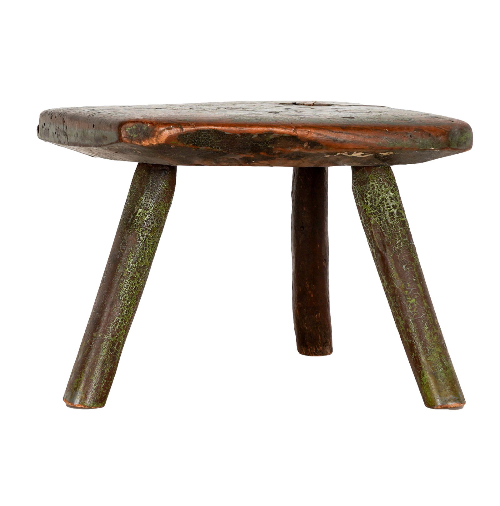 AMERICAN PAINTED WOOD MILKING STOOL (1 of 7)