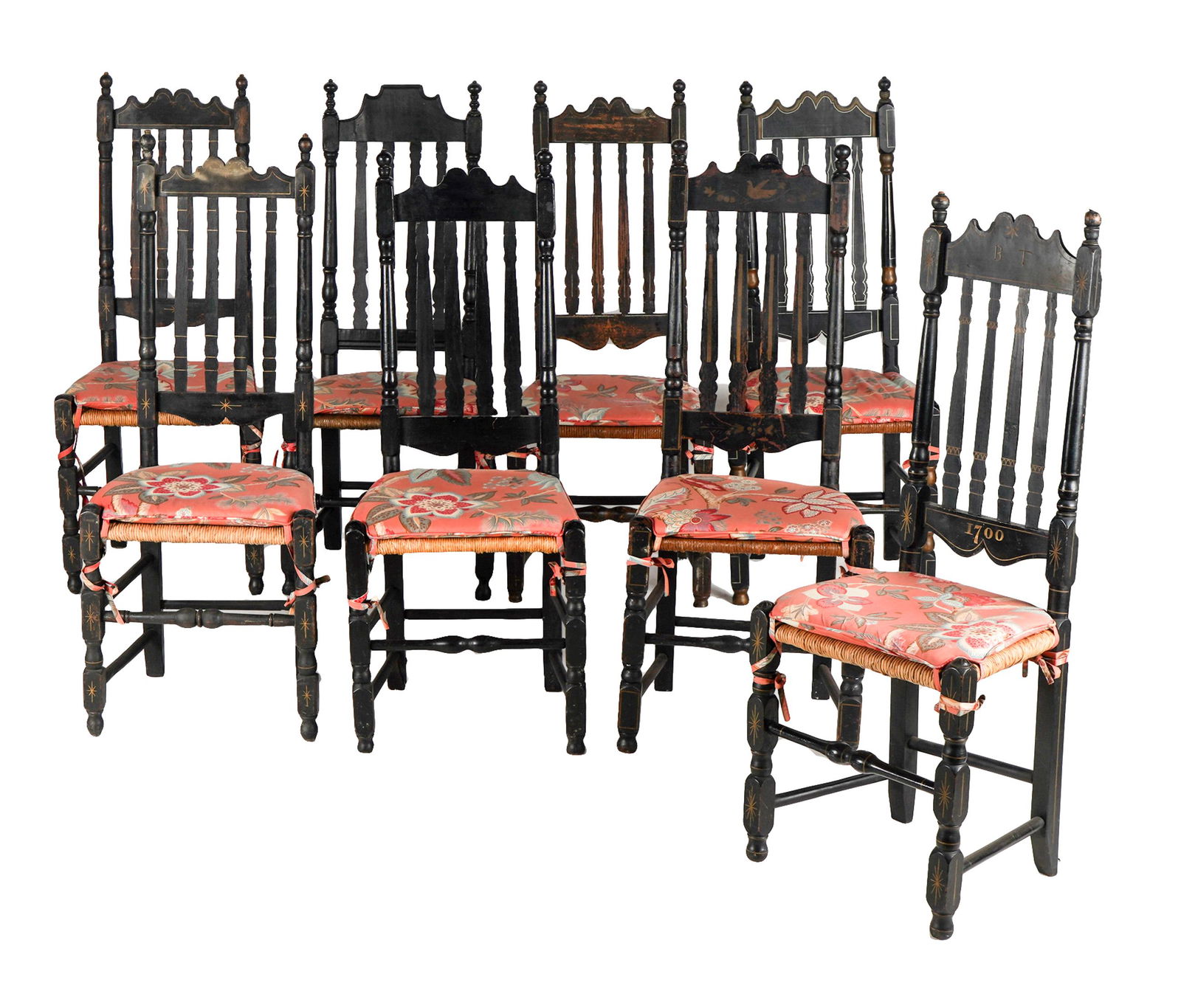 SET OF EIGHT AMERICAN PAINTED WOOD SIDE CHAIRS (1 of 14)
