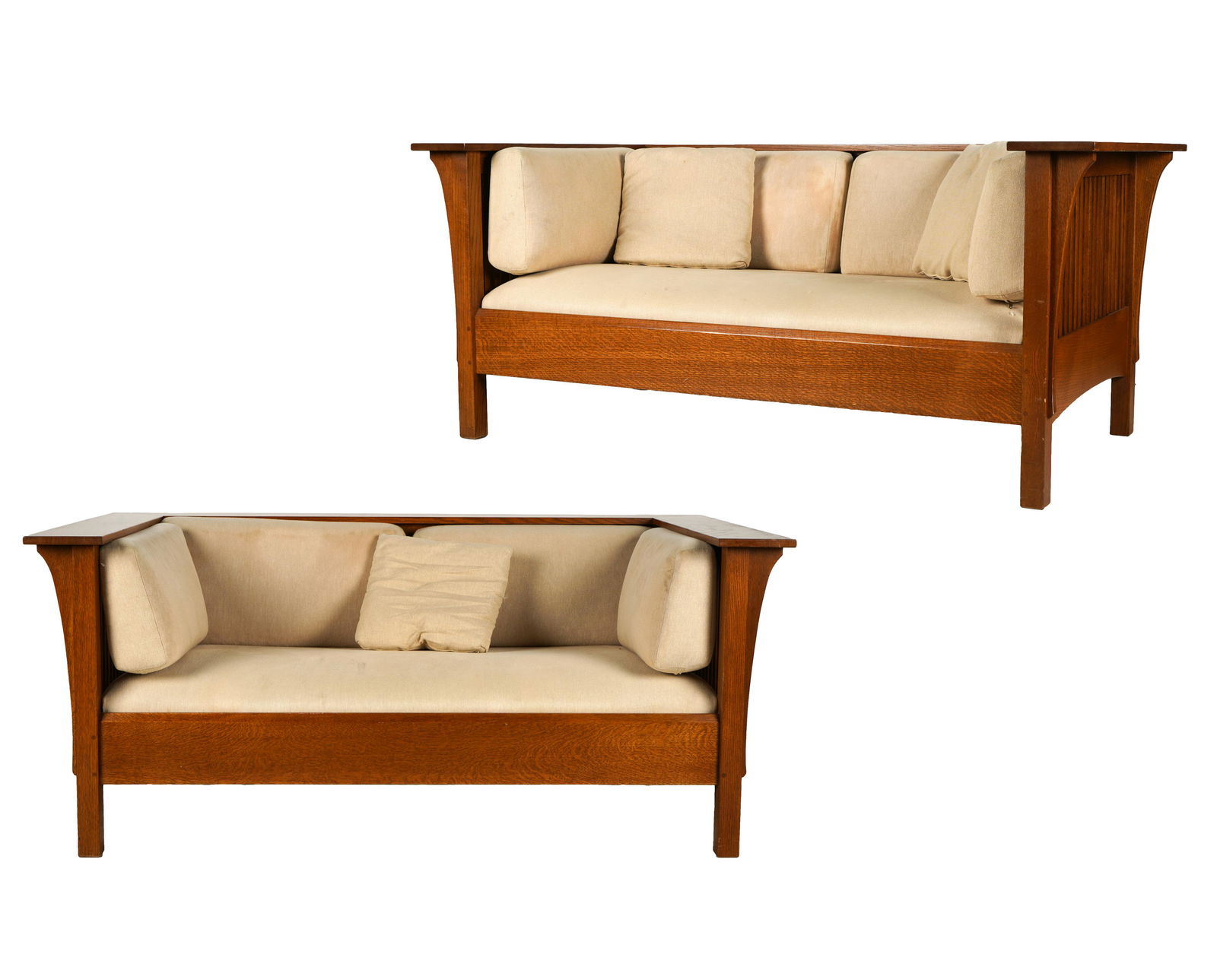 PAIR OF STICKLEY OAK SETTLES (1 of 20)