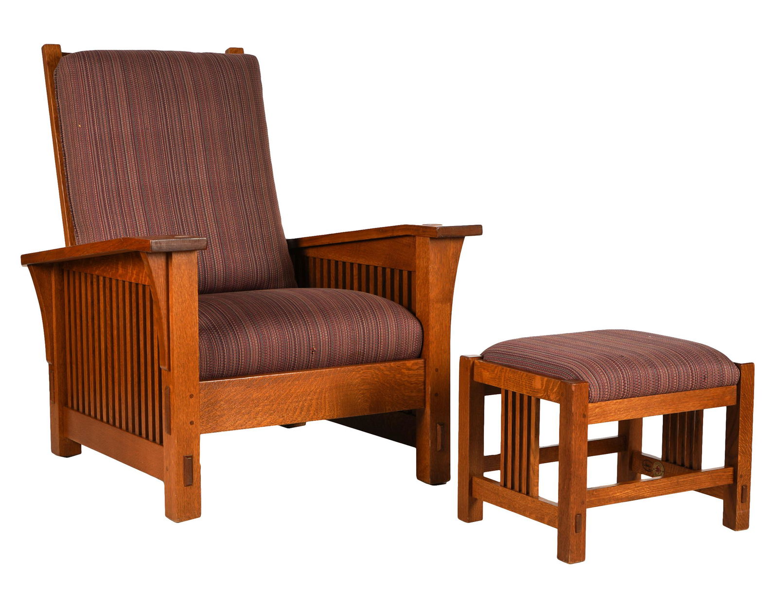STICKLEY OAK MORRIS CHAIR & FOOTSTOOL (1 of 16)
