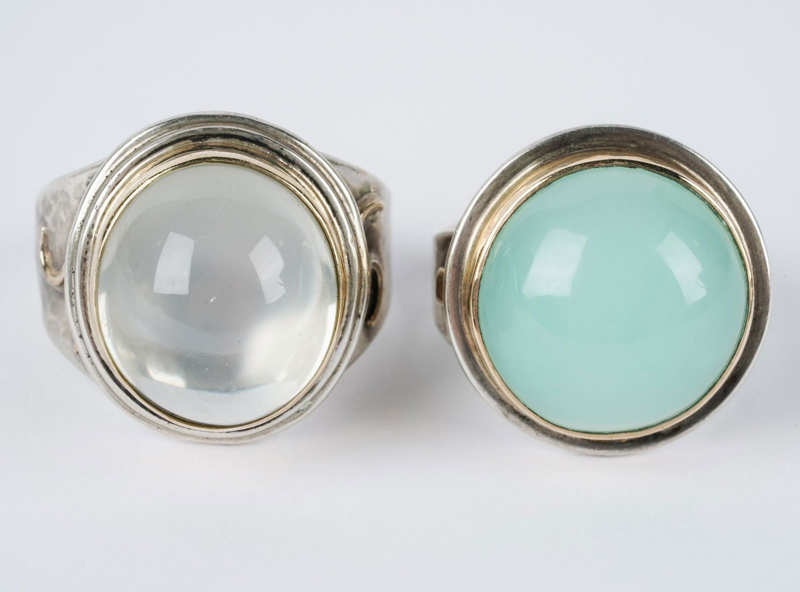 TWO BROCK STERLING AND GEM-SET RINGS (1 of 8)