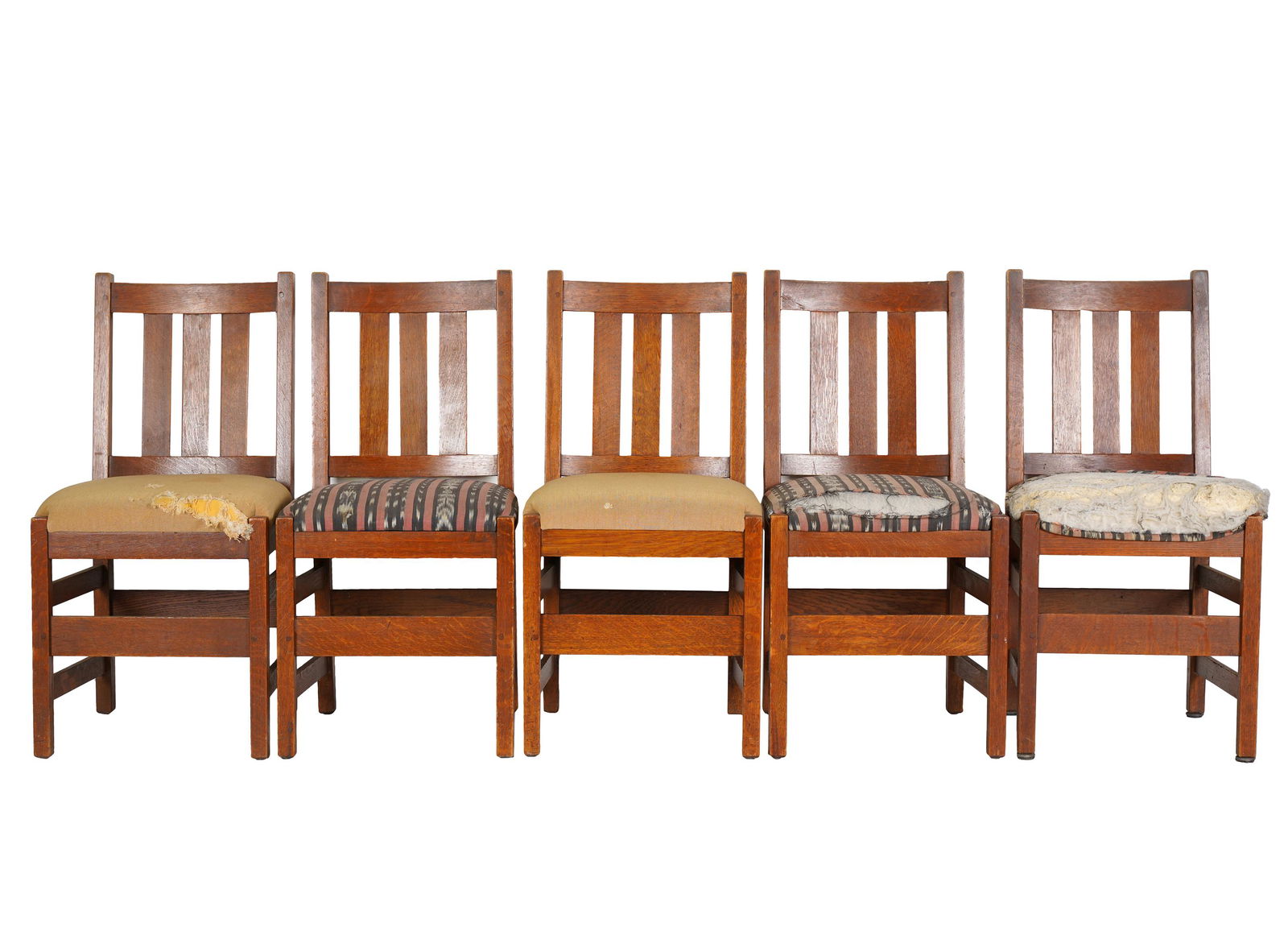 FIVE L & JG STICKLEY OAK DINING CHAIRS (1 of 11)