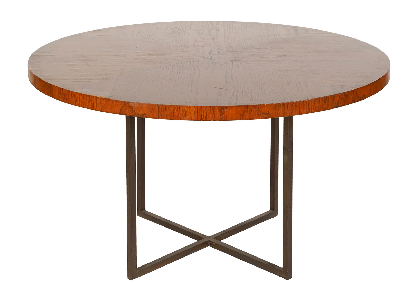 MODERN WOOD & METAL ROUND DINING TABLE (1 of 10)