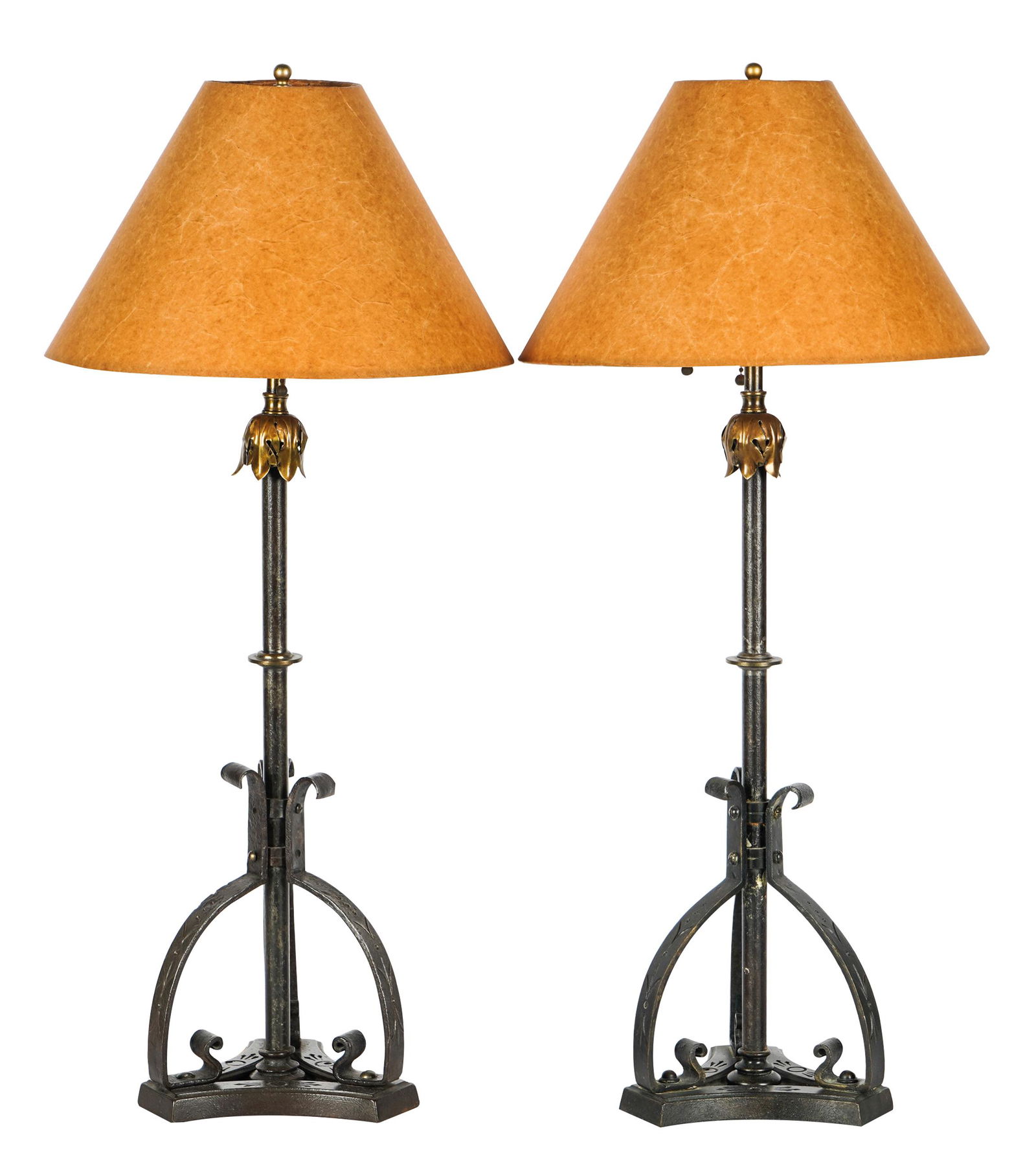 PAIR OF SPANISH REVIVAL METAL TABLE LAMPS (1 of 12)
