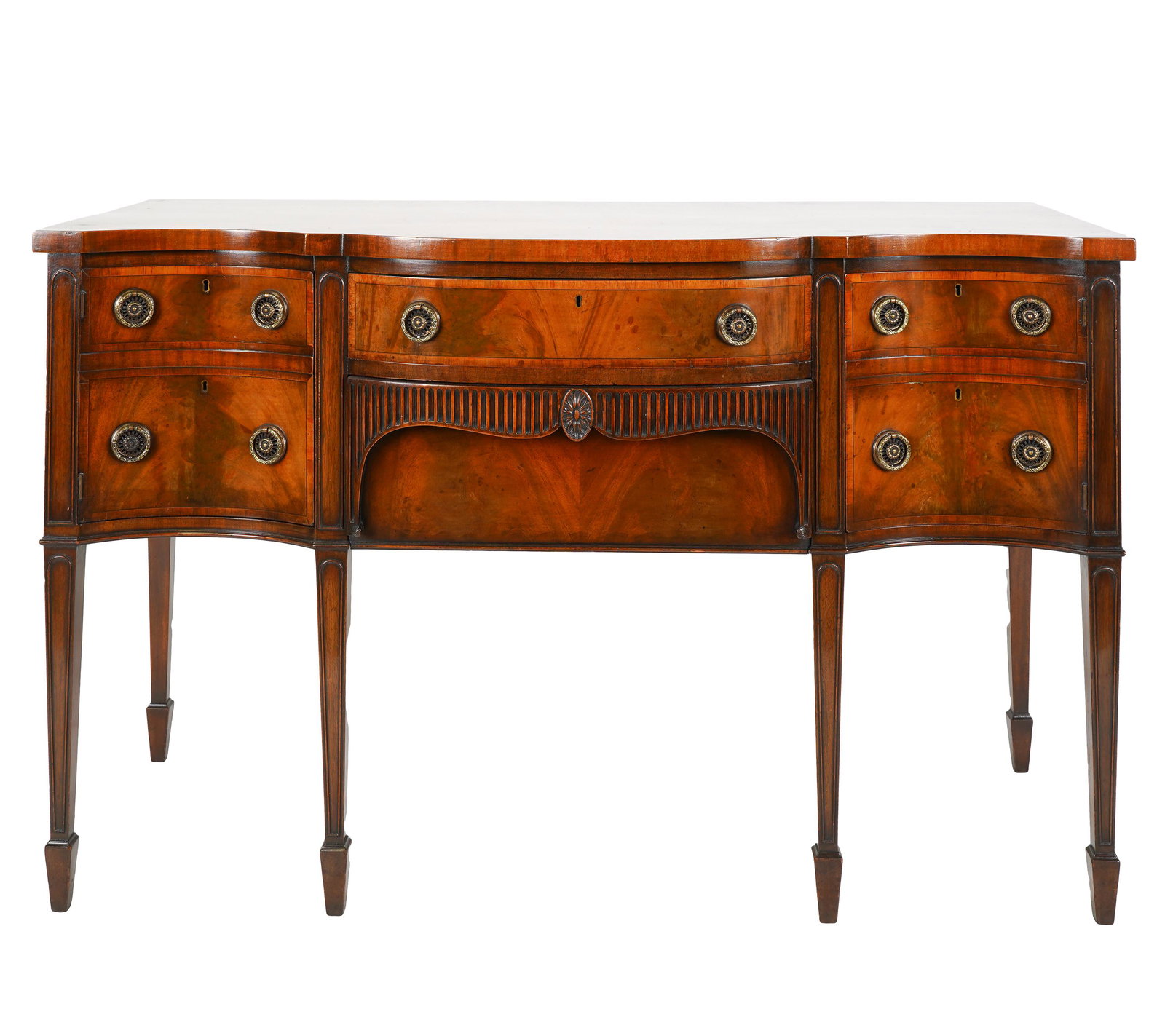 ENGLISH MAHOGANY SIDEBOARD: oak secondary wood; 57 inches wide; 24 inches deep; 36 inches high