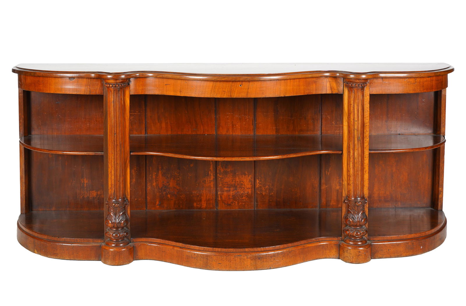 SERPENTINE-FRONT WALNUT SIDE TABLE (1 of 9)