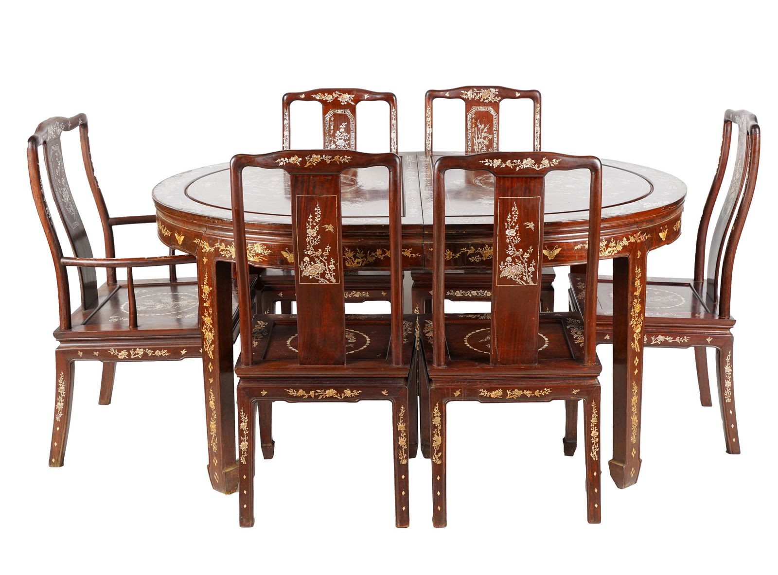 CHINESE MOTHER OF PEARL-INLAID DINING SET (1 of 11)