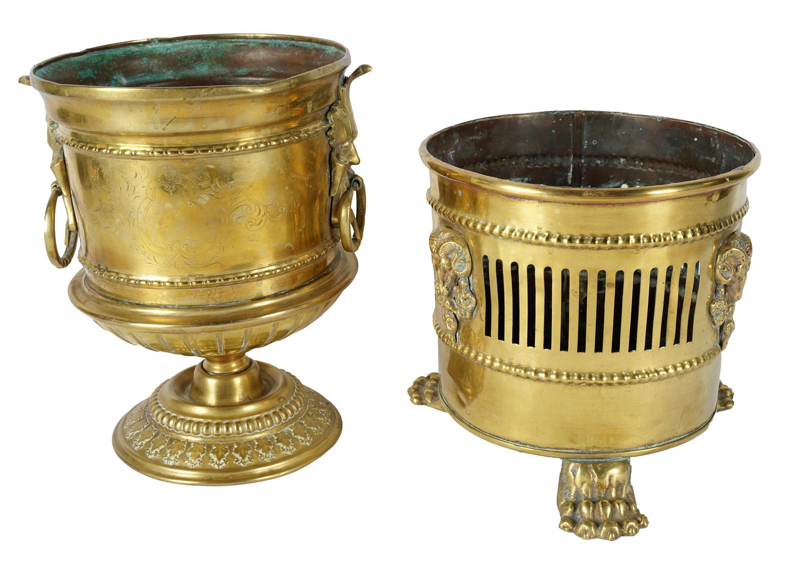 TWO BRASS CACHEPOTS (1 of 8)