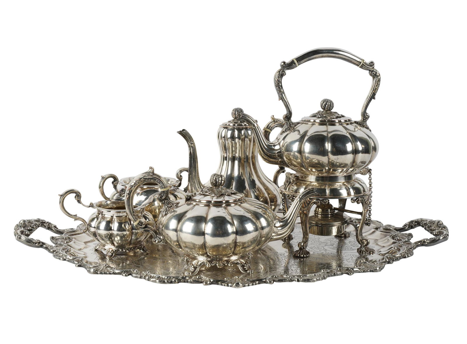 ENGLISH SILVERPLATE TEA SET AND TRAY (1 of 16)