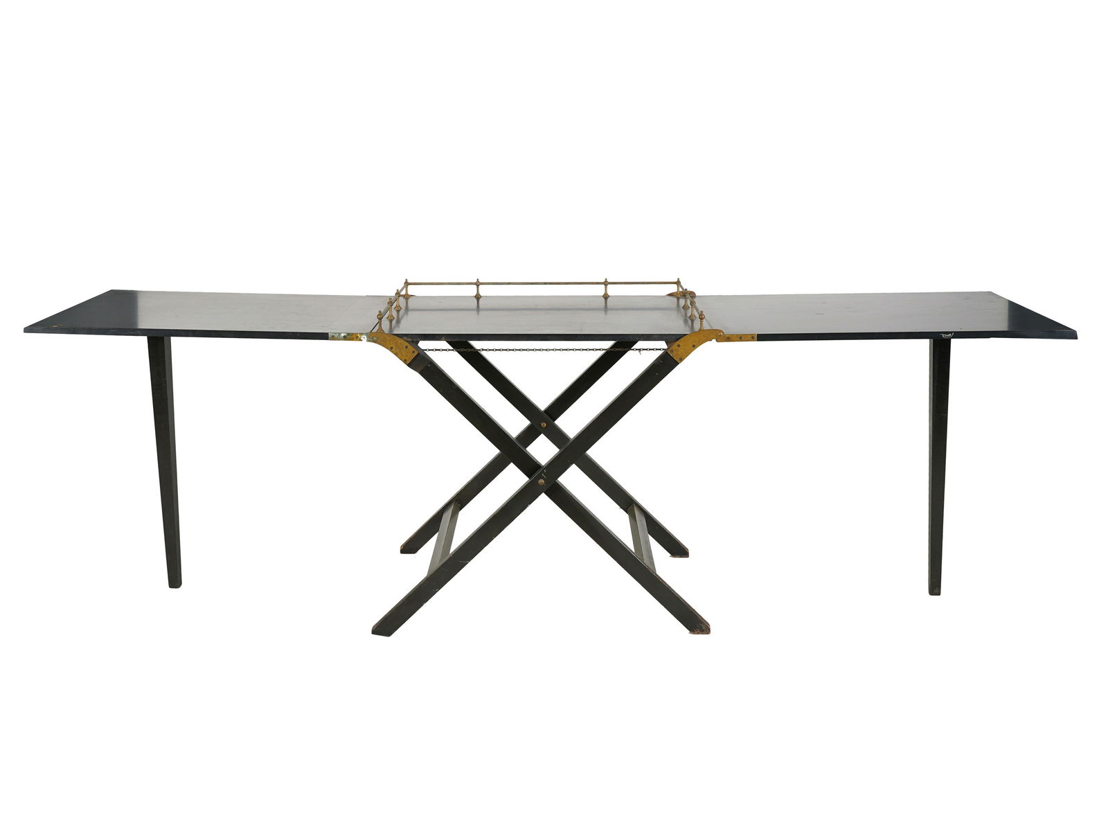 EBONIZED WOOD & BRASS CAMPAIGN-STYLE TABLE (1 of 11)