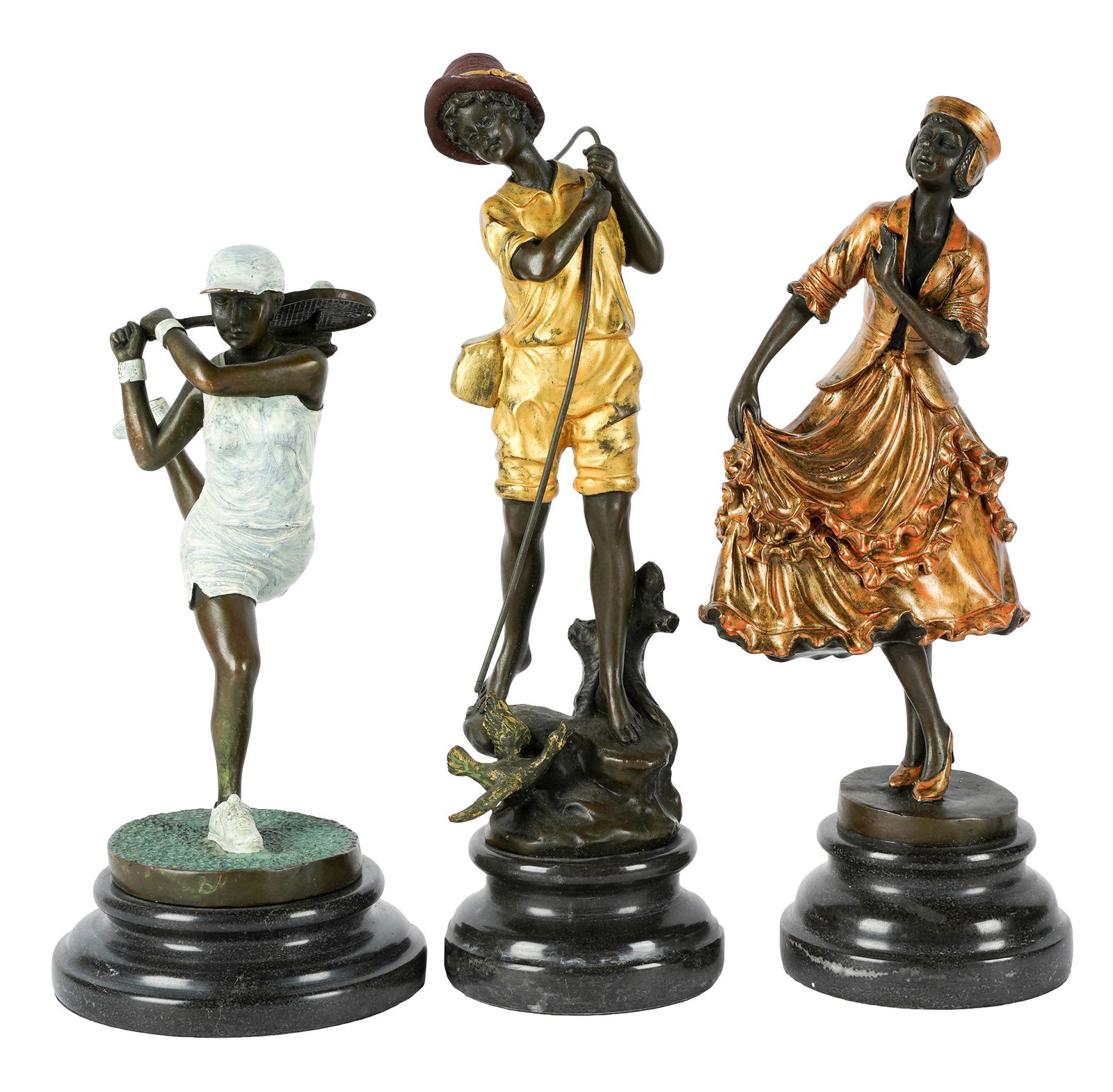 THREE COLD-PAINTED BRONZE FIGURES (1 of 10)