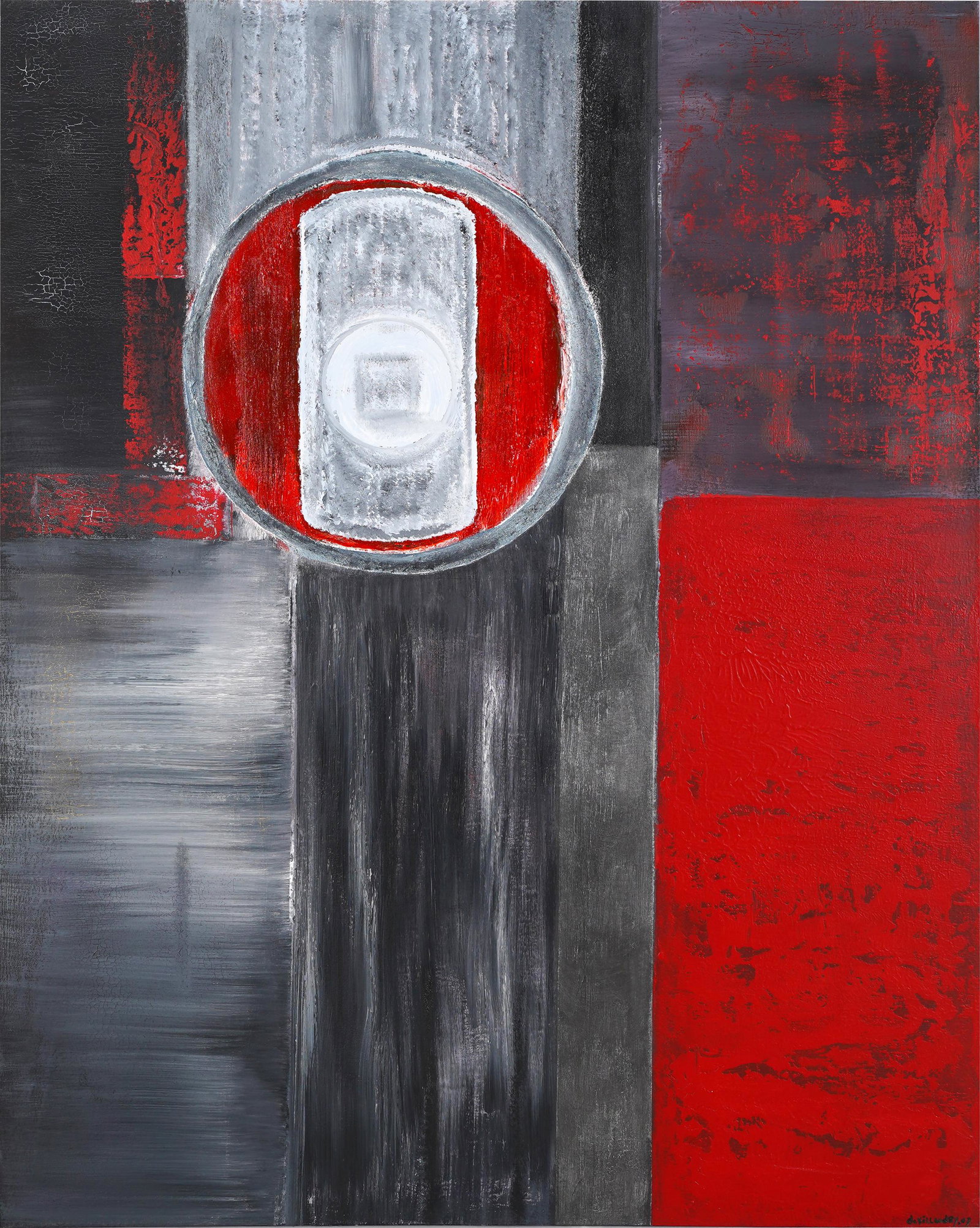 PIERRE DE VILLANDRY (20TH / 21ST CENTURY): OPUS XV: 2007; acrylic on canvas, unframed; signed and dated lower right and again verso; titled verso and again to canvas wrap; 60 1/4 x 48 inches