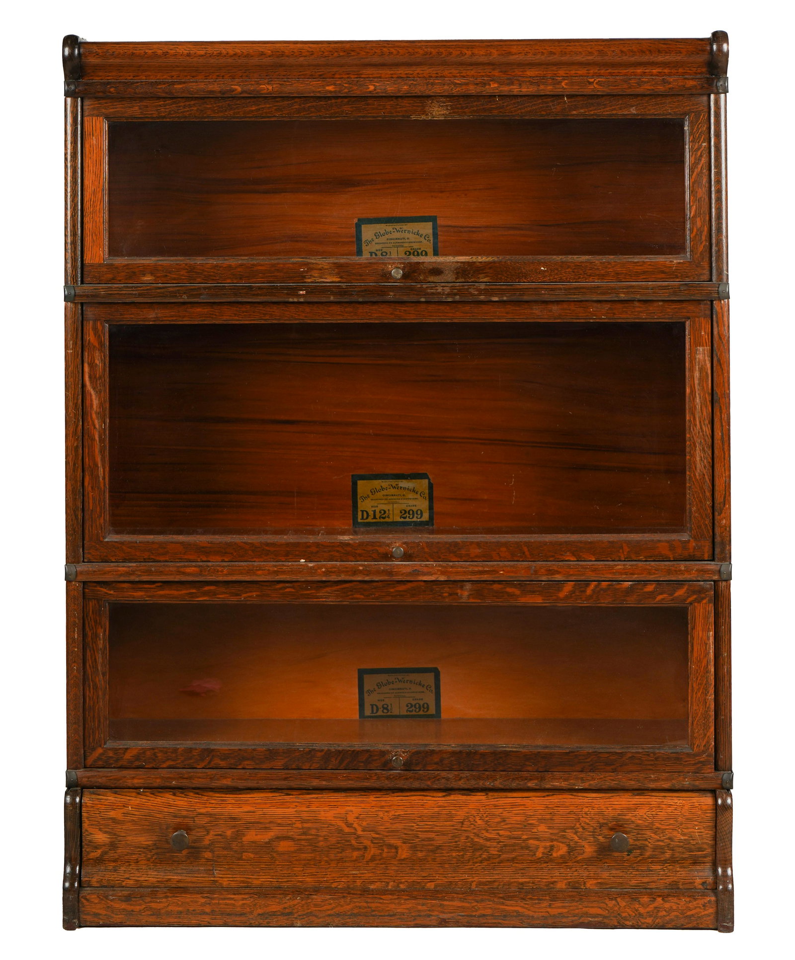 GLOBE WERNICKE OAK STACKING LAWYER'S BOOKCASE (1 of 8)