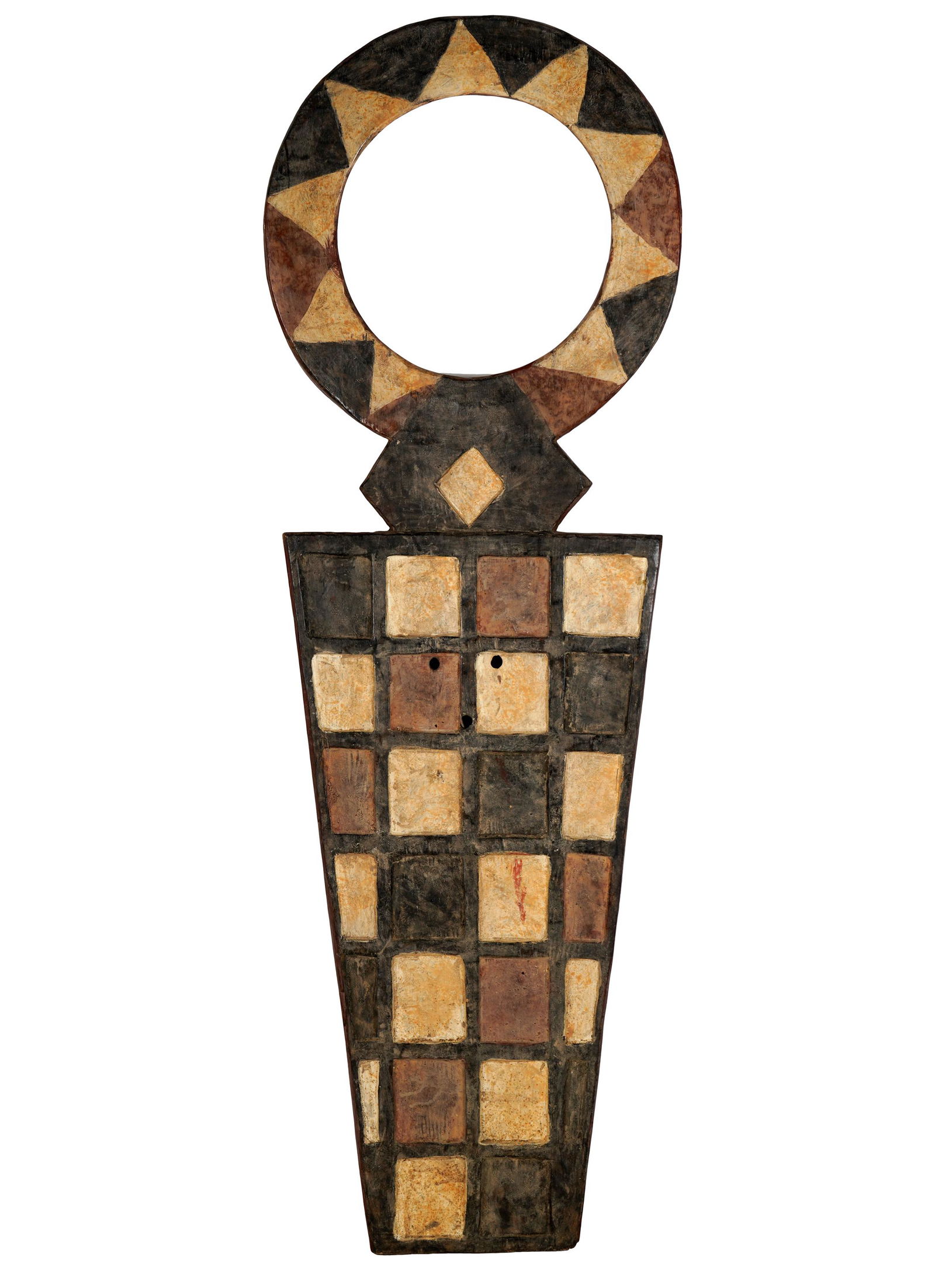 LARGE AFRICAN CARVED & PAINTED WOOD PANEL (1 of 8)