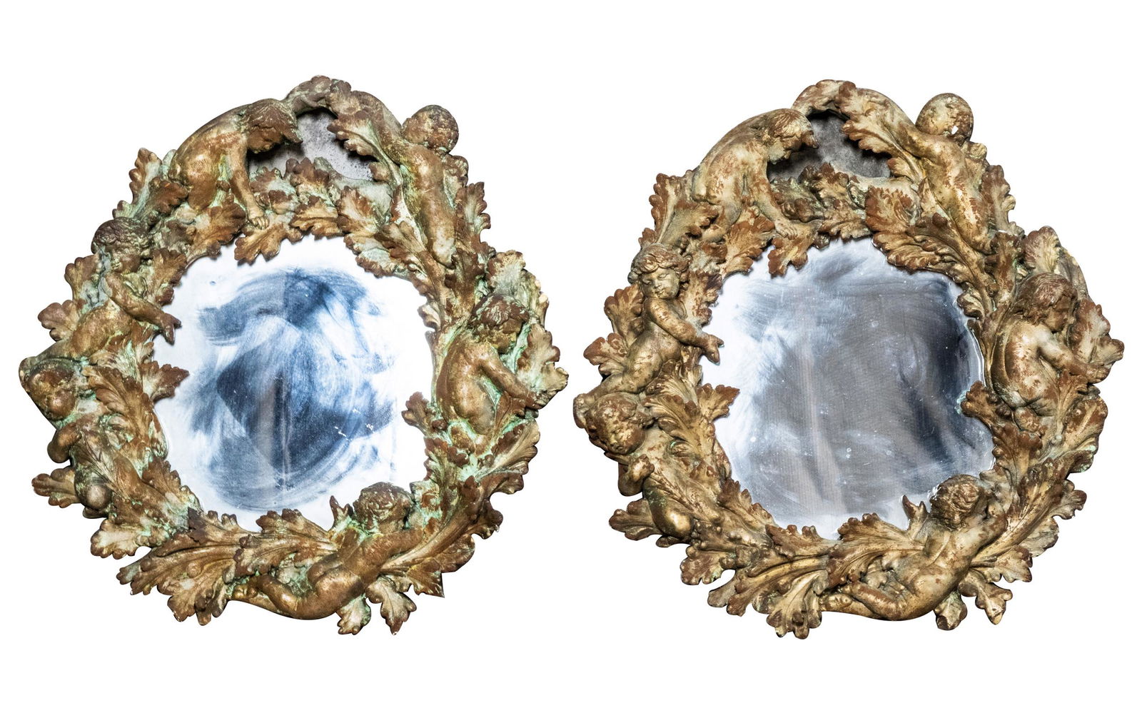 PAIR OF PAINTED PLASTER WALL MIRRORS (1 of 14)