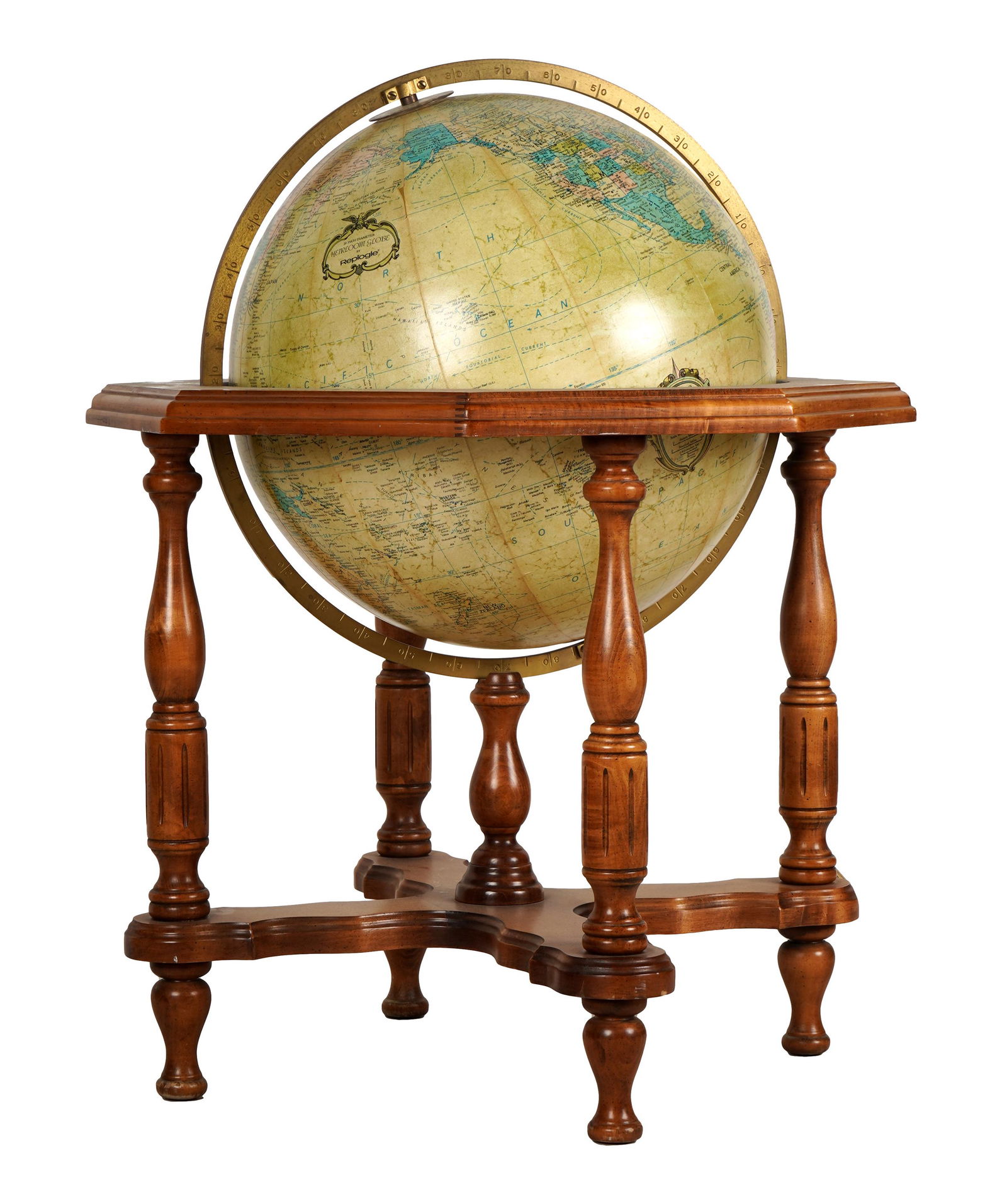REPLOGLE ILLUMINATED GLOBE ON WOODEN STAND (1 of 9)