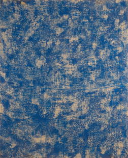 EVAN NESBIT (B.1985): POROSITY (BLOOD CELLS): 2014; acrylic on burlap, unframed; signed and dated verso; Provenance: Roberts and Tilton Gallery, Culver City, CA (label verso); The Estate of Juliet McIver, Los Angeles, CA; 62 3/4 x 51 inches