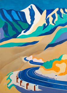 ERLE LORAN (1905 - 1999): SIERRAS: 1962-1968; acrylic on canvas; signed and dated lower right; 72 x 52 inches; 72 1/2 x 52 1/2 inches frame