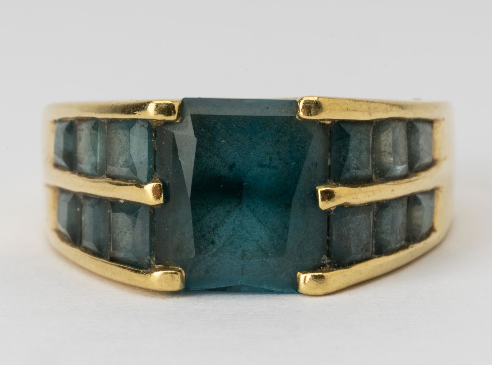 H. STERN 18 KARAT YELLOW GOLD & BLUE TOPAZ RING (1 of 7)