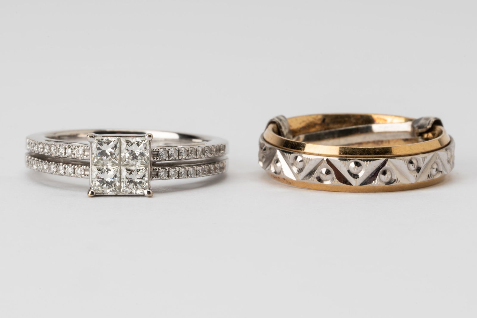 TWO GOLD & DIAMOND RINGS (1 of 7)