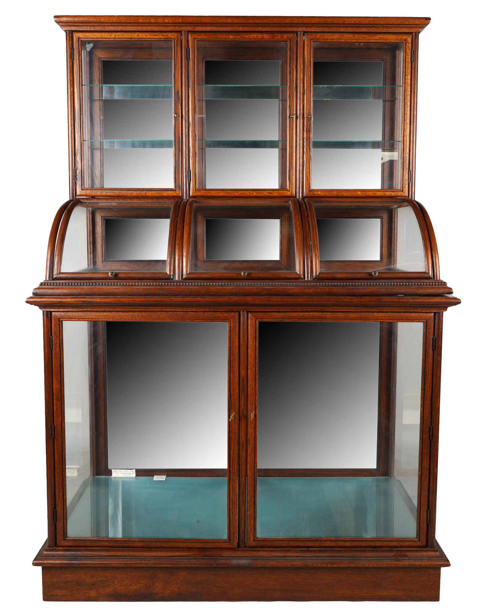 AMERICAN OAK & GLASS DISPLAY CABINET (1 of 10)