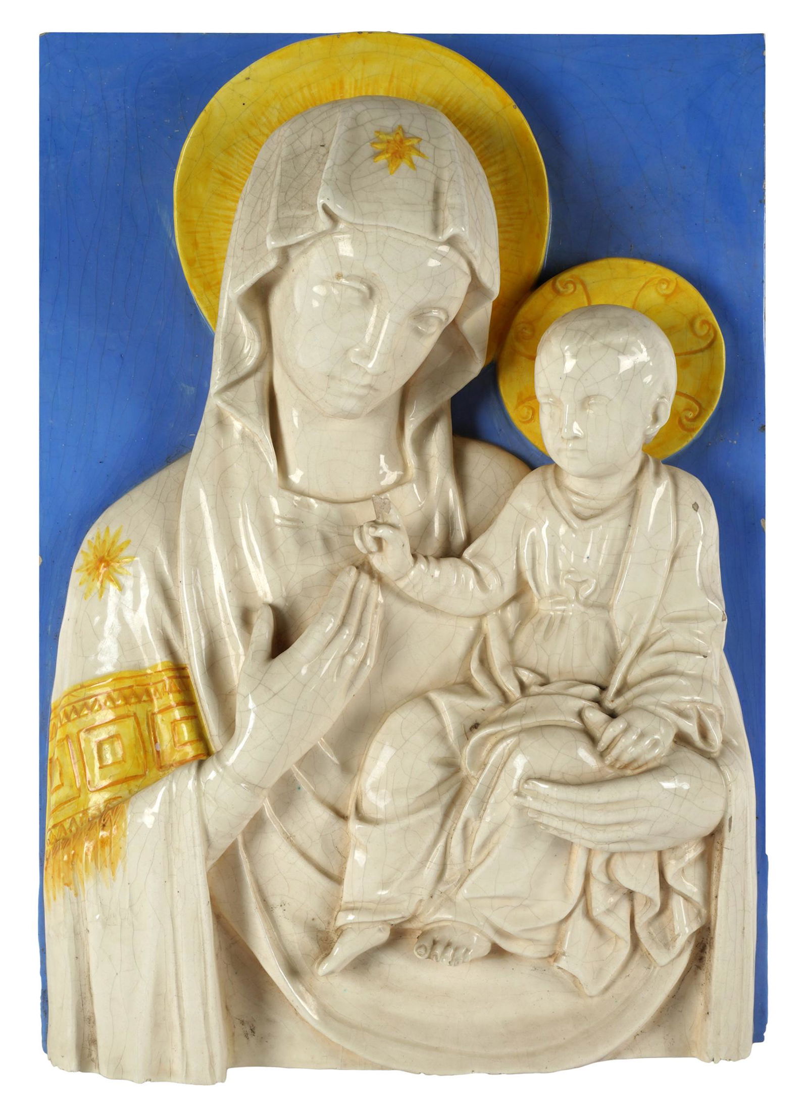 DELLA ROBBIA-STYLE GLAZED CERAMIC  PLAQUE (1 of 8)