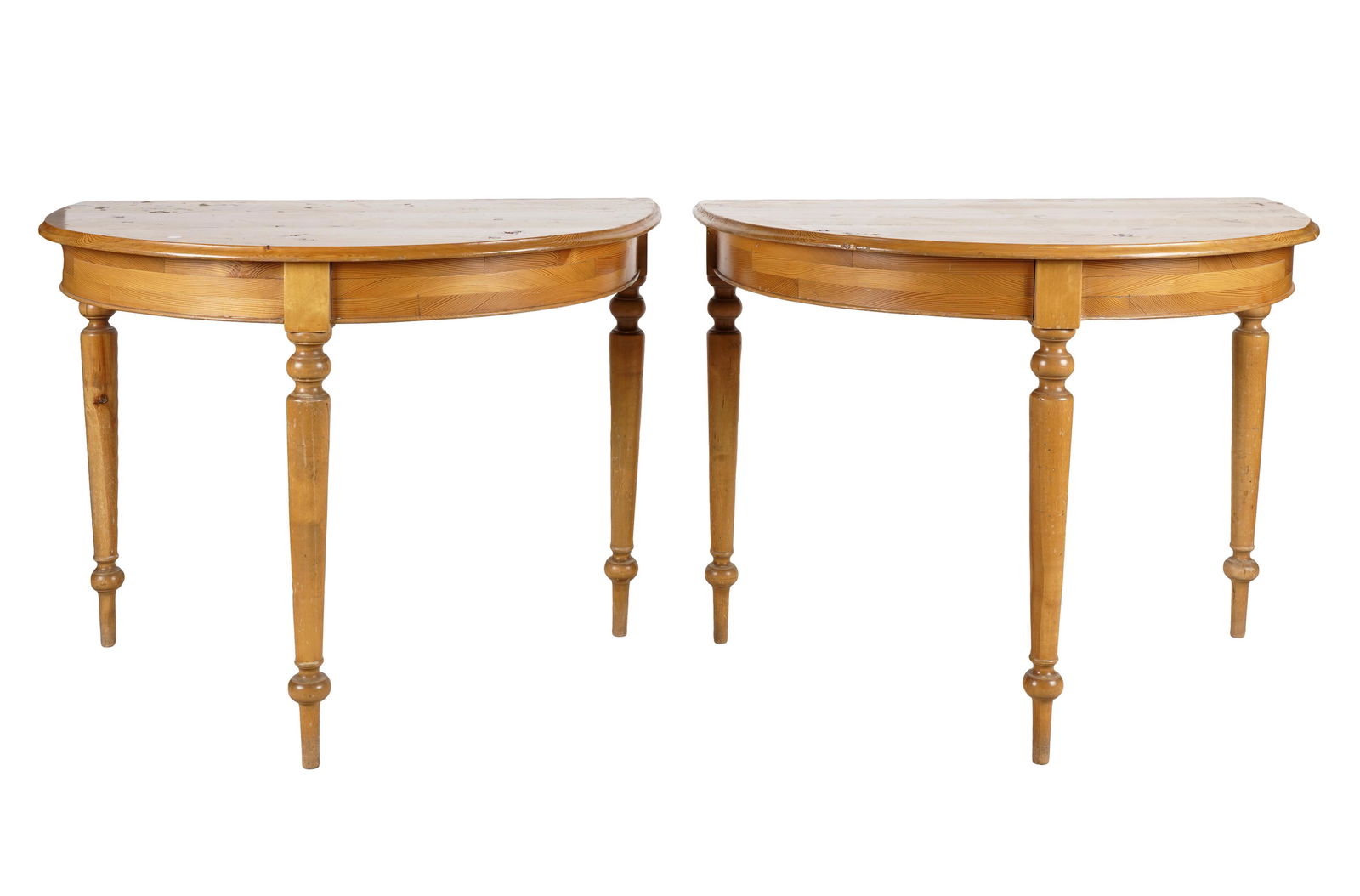 PAIR OF PINE DEMILUNE TABLES (1 of 10)