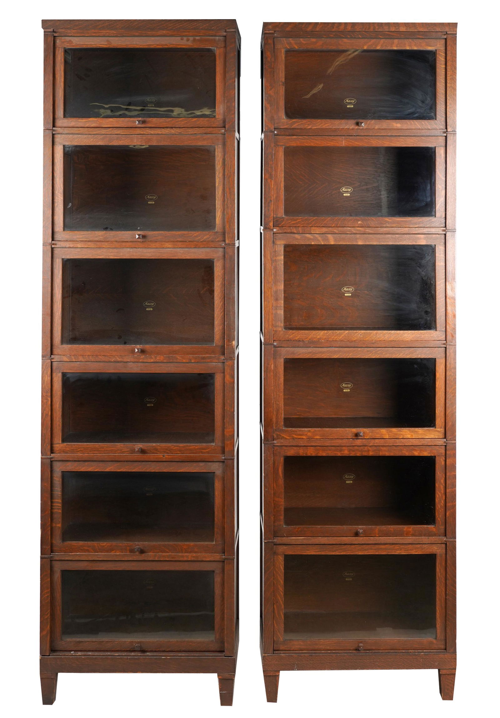 PAIR OF MACEY OAK STACKING LAWYER'S BOOKCASES (1 of 9)