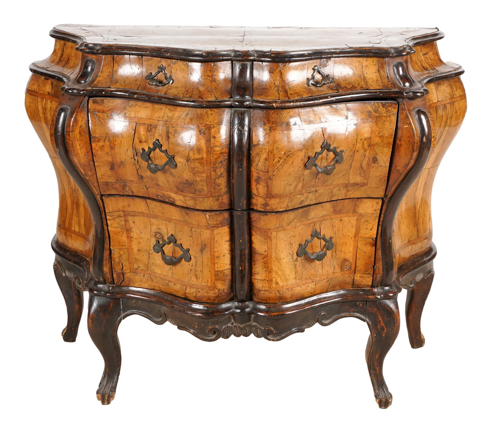 ITALIAN ROCOCO-STYLE WALNUT BOMBE COMMODE (1 of 13)