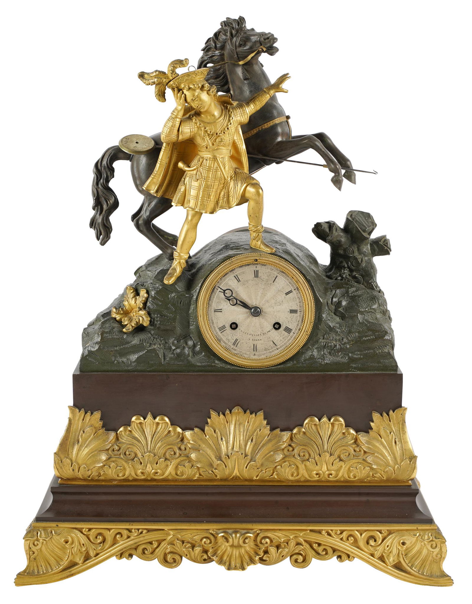 FRENCH GILT & PATINATED BRONZE MANTLE CLOCK (1 of 10)