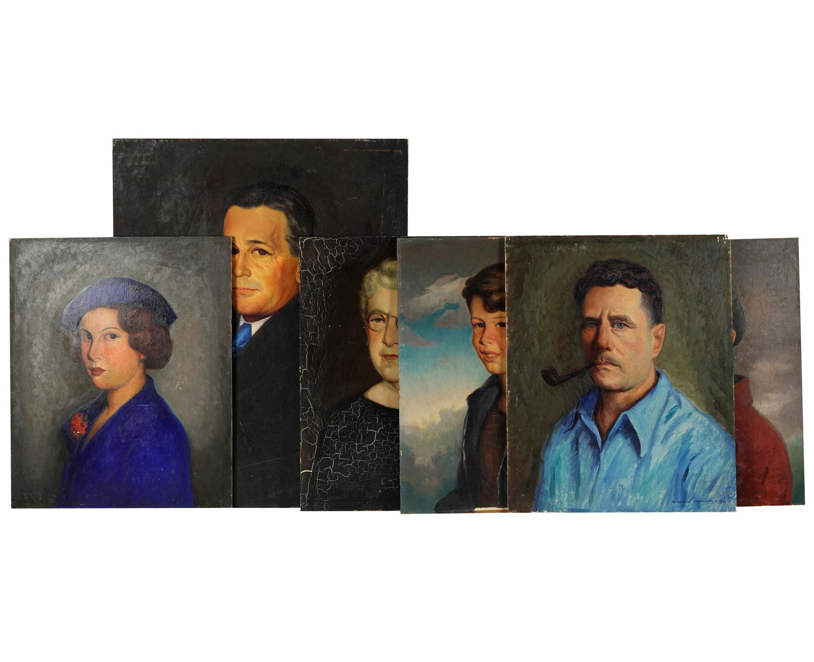 ALEXANDER WARSHAWSKY (1887 - 1945): SIX UNFRAMED PORTRAIT STUDIES ON BOARD (1 of 7)