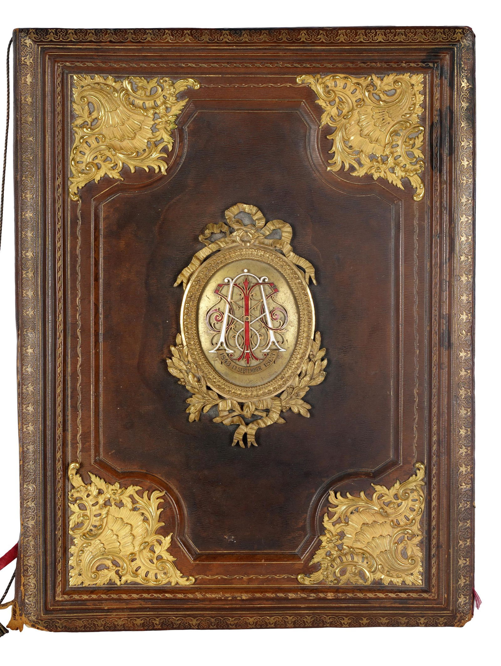 GILT METAL-MOUNTED LEATHER FOLDER (1 of 7)