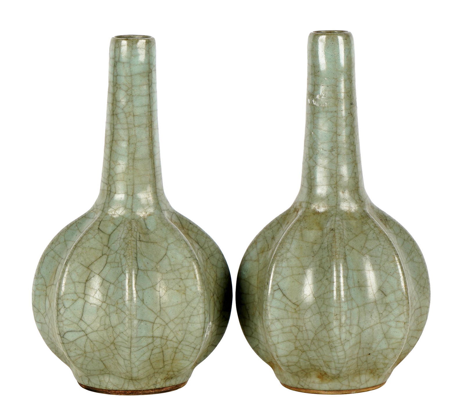PAIR OF CHINESE CELADON BOTTLE-FORM VASES (1 of 6)