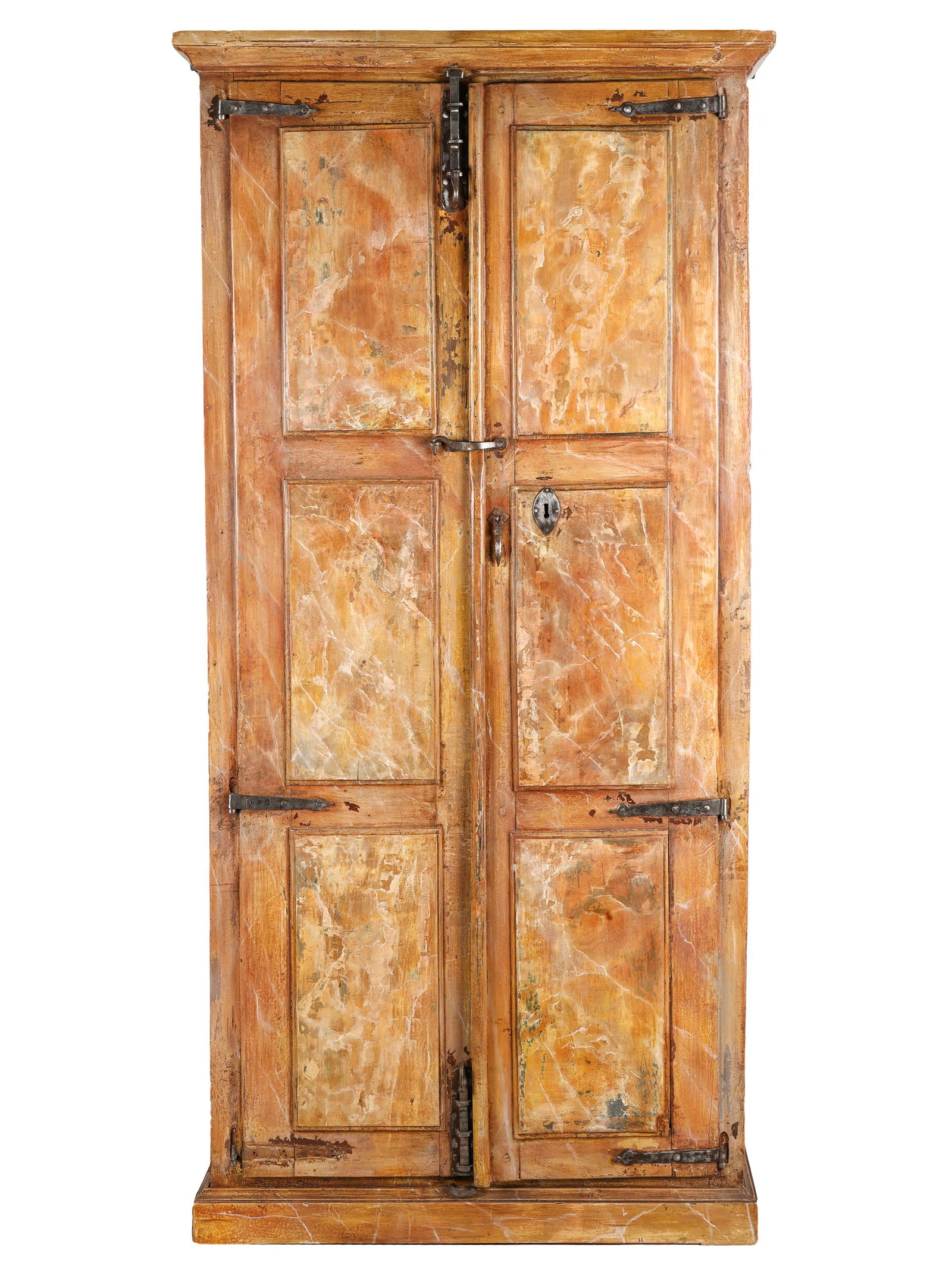 PAINTED CABINET: with faux marble finish; the interior fitted with rod; 40 inches wide; 17 1/2 inches deep; 84 inches high
