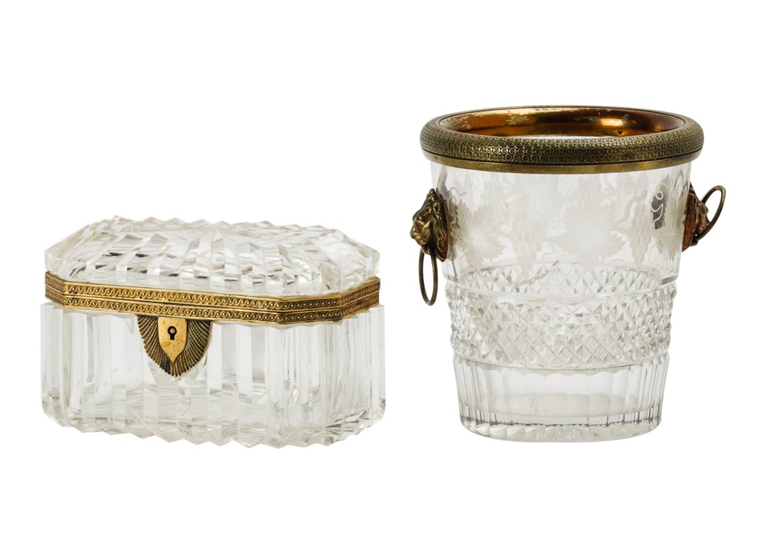 TWO GILT METAL-MOUNTED CUT GLASS ARTICLES (1 of 16)