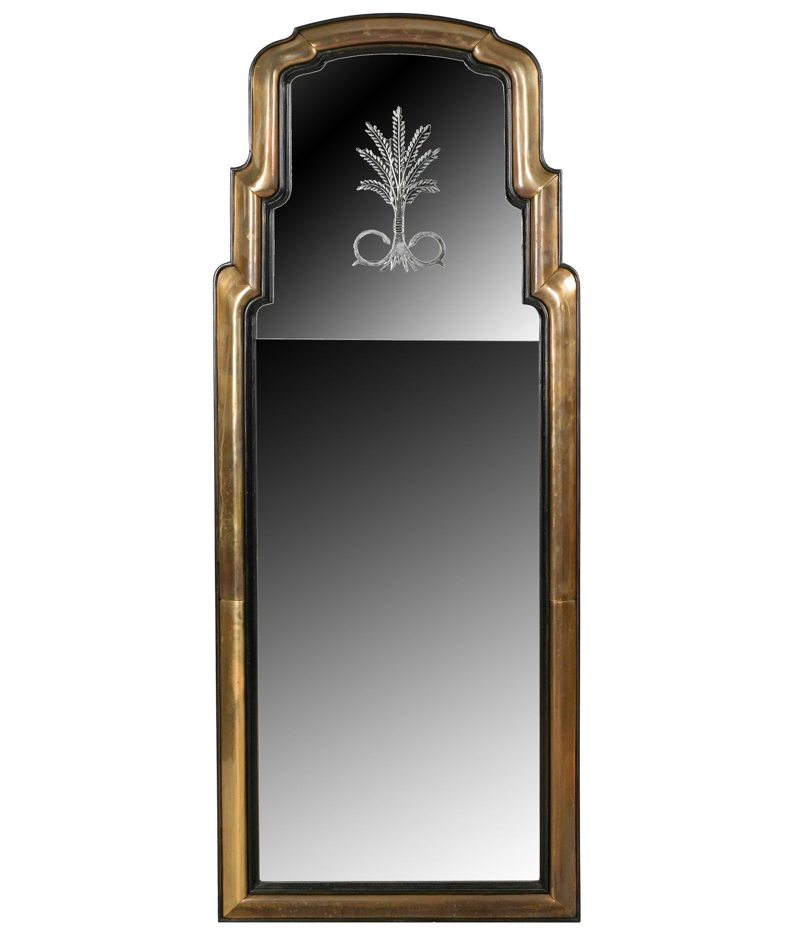 CHAPMAN EBONY & BRASS FRAMED WALL MIRROR (1 of 7)