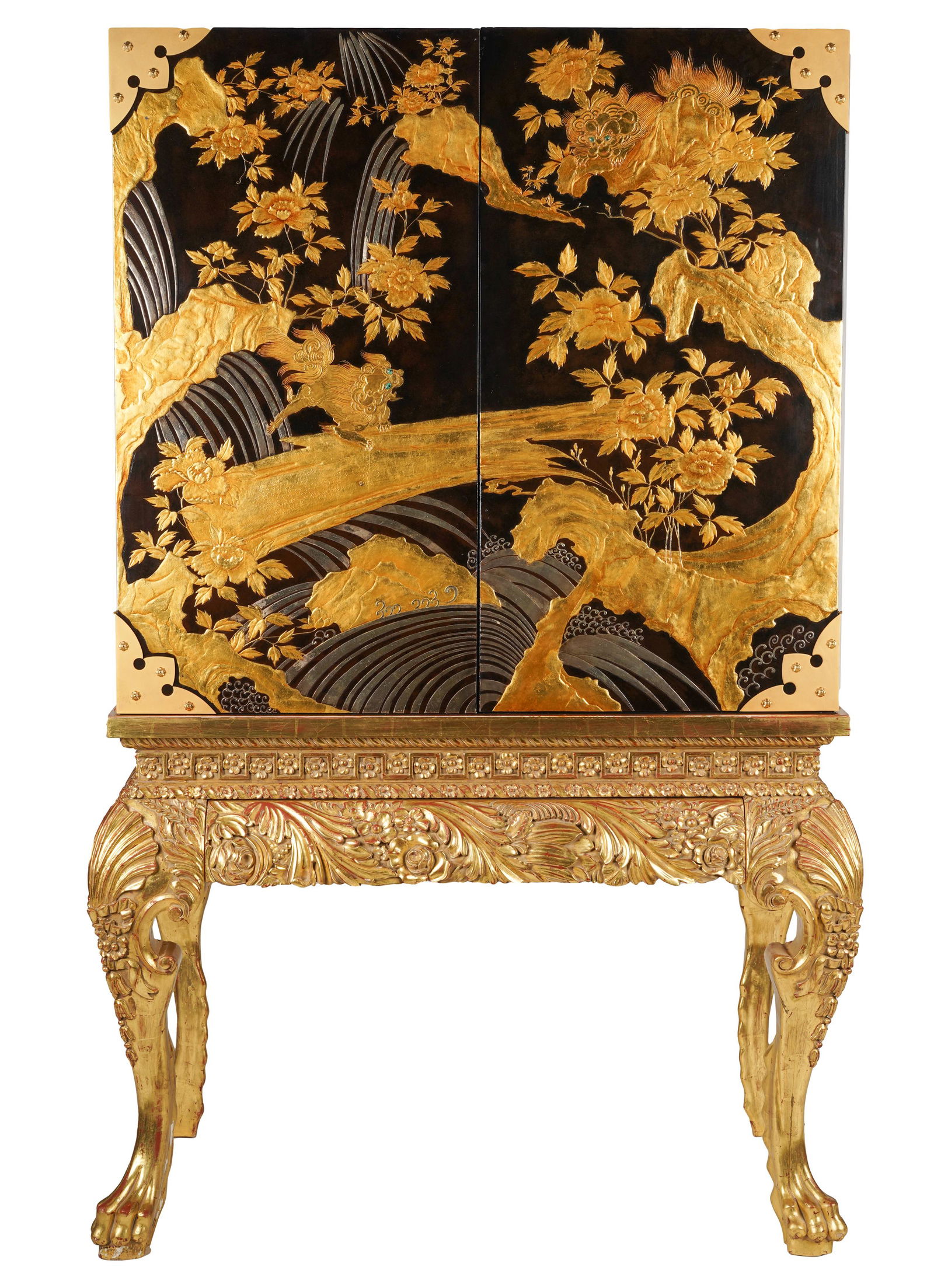 GEORGIAN-STYLE CHINOISERIE CABINET ON STAND (1 of 20)