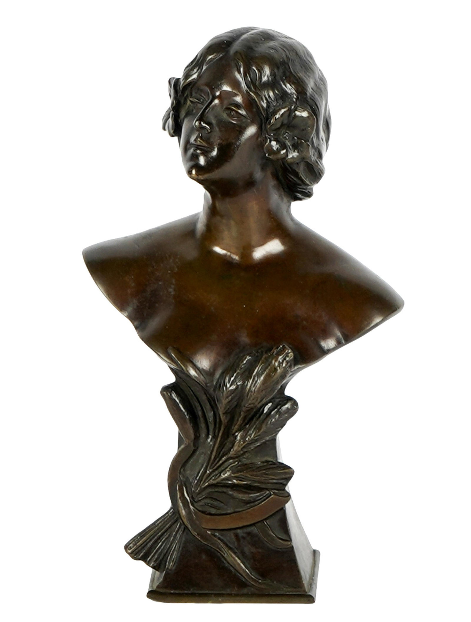 AMEDEO NERI (20TH CENTURY): FEMALE BUST: bronze; signed and dated "1901" (no foundry mark); 8 1/4 inches high