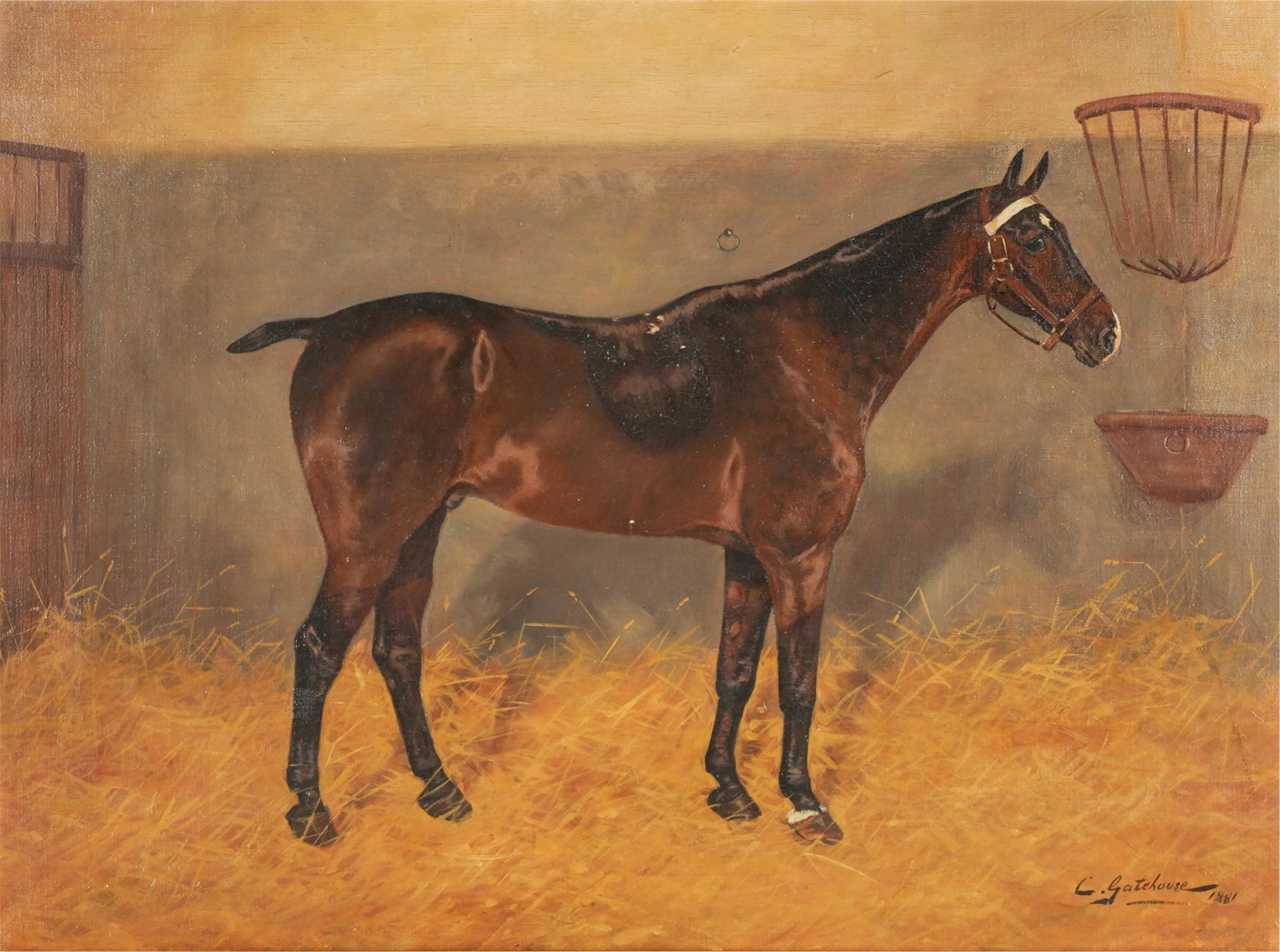 CHARLES E GATEHOUSE (1866 - 1952):  HORSE IN STABLE (1 of 13)