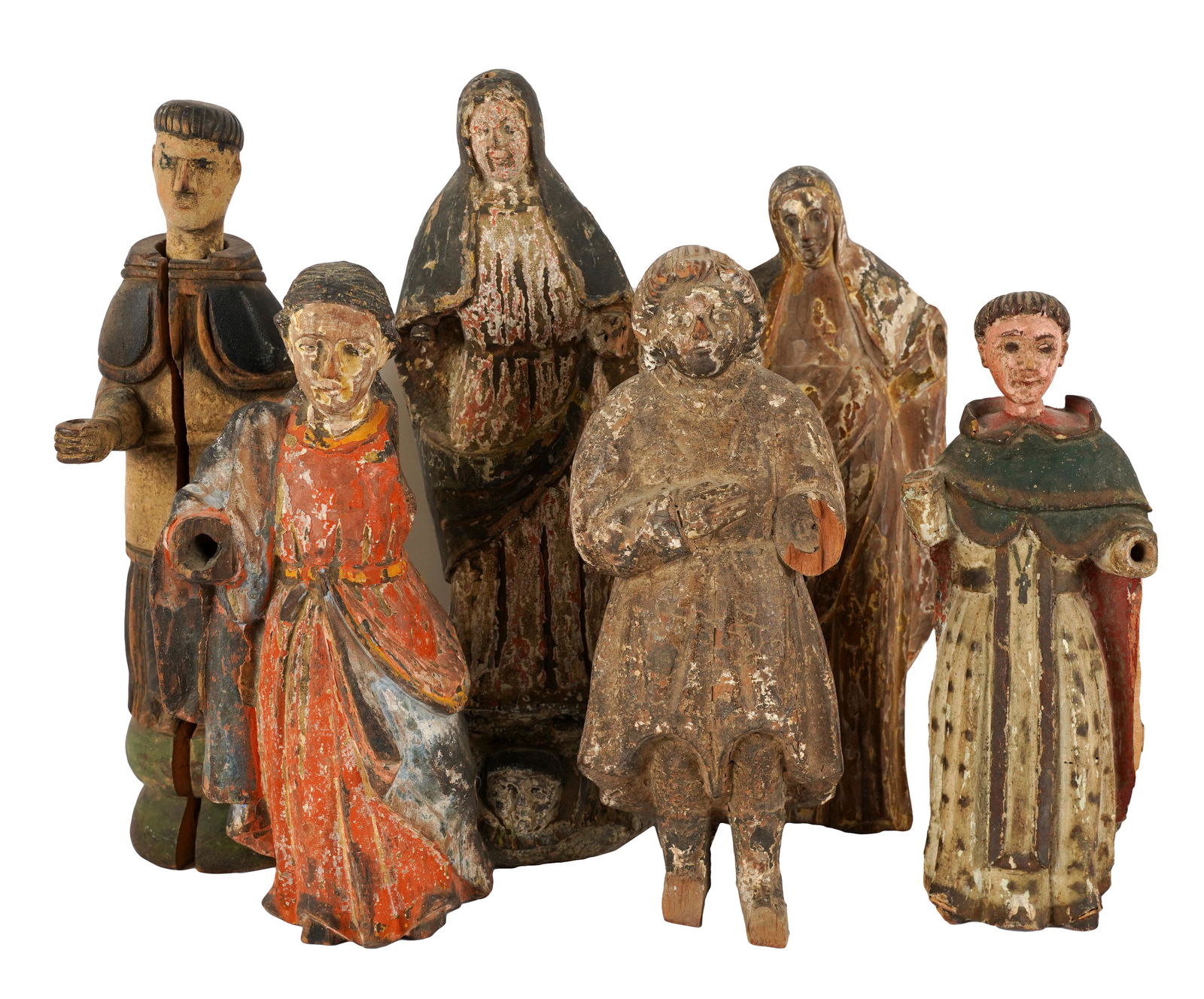 SIX PAINTED WOOD SANTO FIGURES (1 of 12)