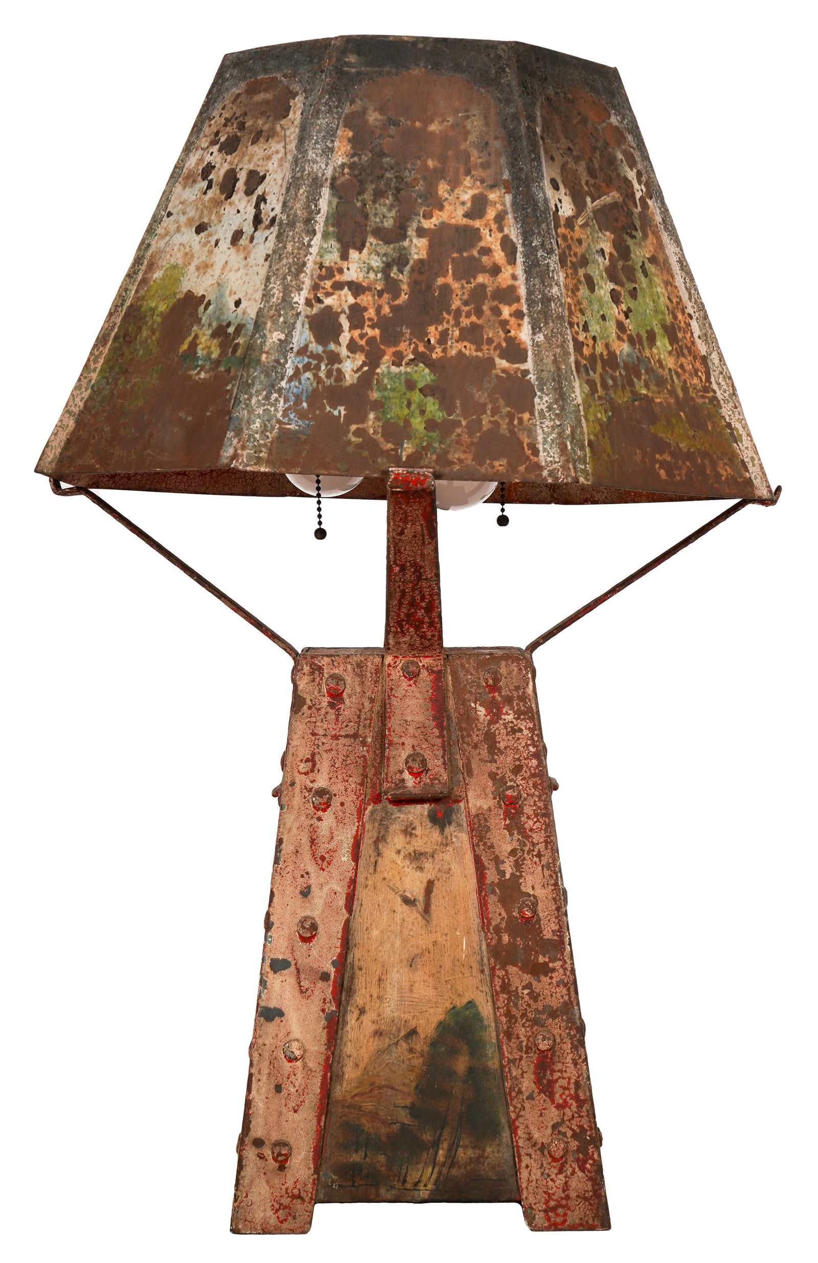 FOLK ART PAINTED IRON TABLE LAMP (1 of 11)