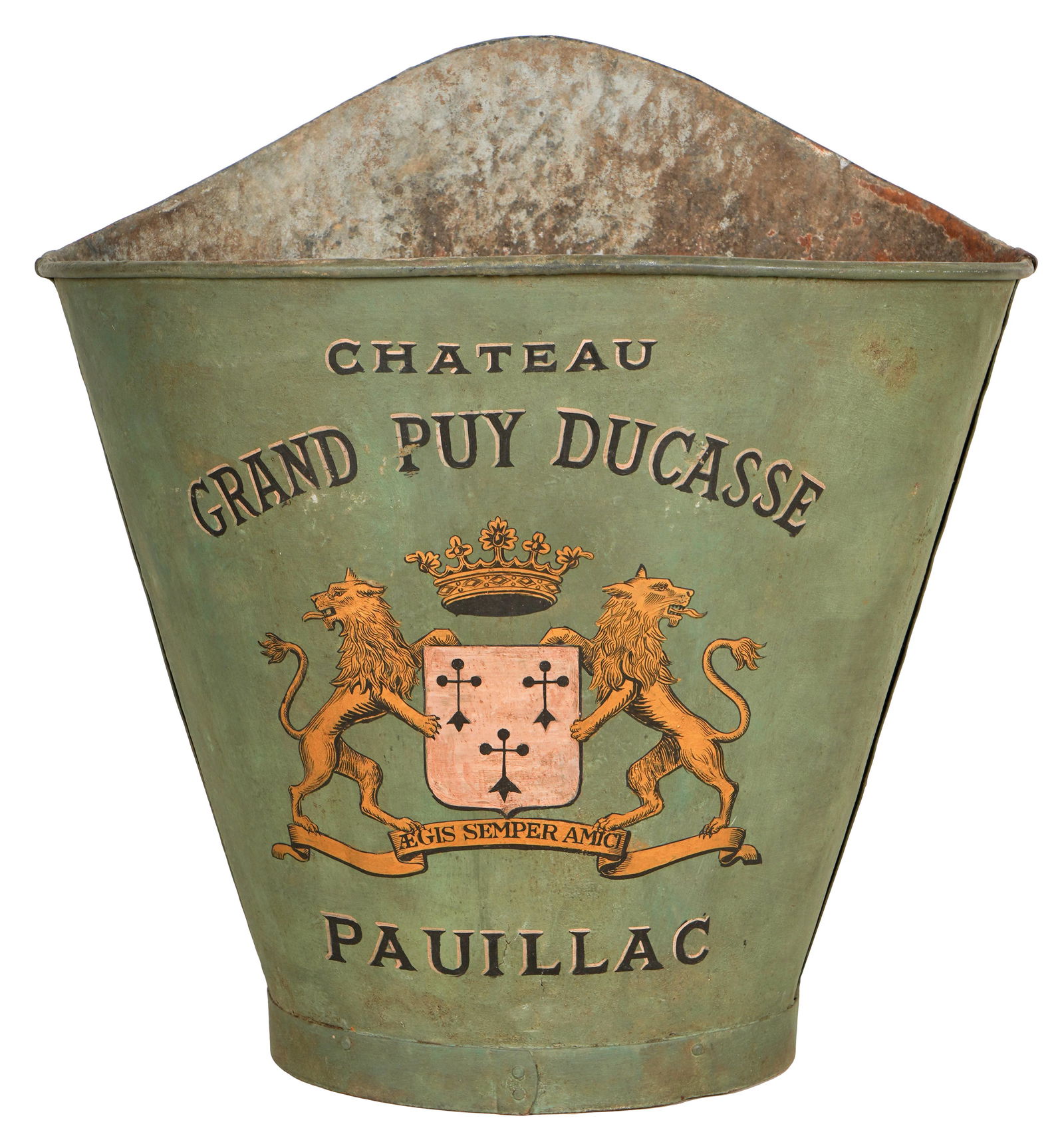 FRENCH GREEN PAINTED TOLE GRAPE HOD (1 of 7)