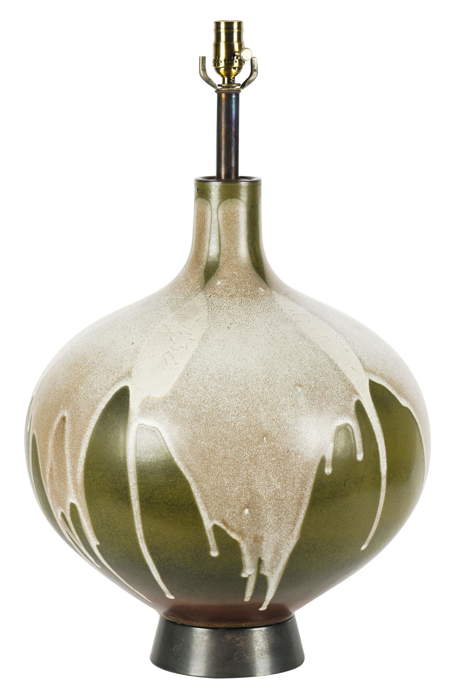 MID-CENTURY GLAZED CERAMIC TABLE LAMP (1 of 12)