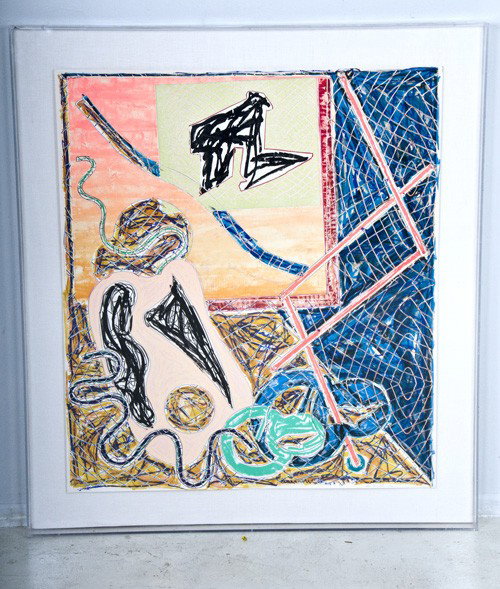 FRANK STELLA: "SHARDS I (FROM SHARDS)": circa 1982; Axsom, 144 offset lithograph and screenprint in colors signed in pencil lower right and numbered 91/100 Publisher: Petersburg Press, New York 45 1/2 x 39 1/2 inches
