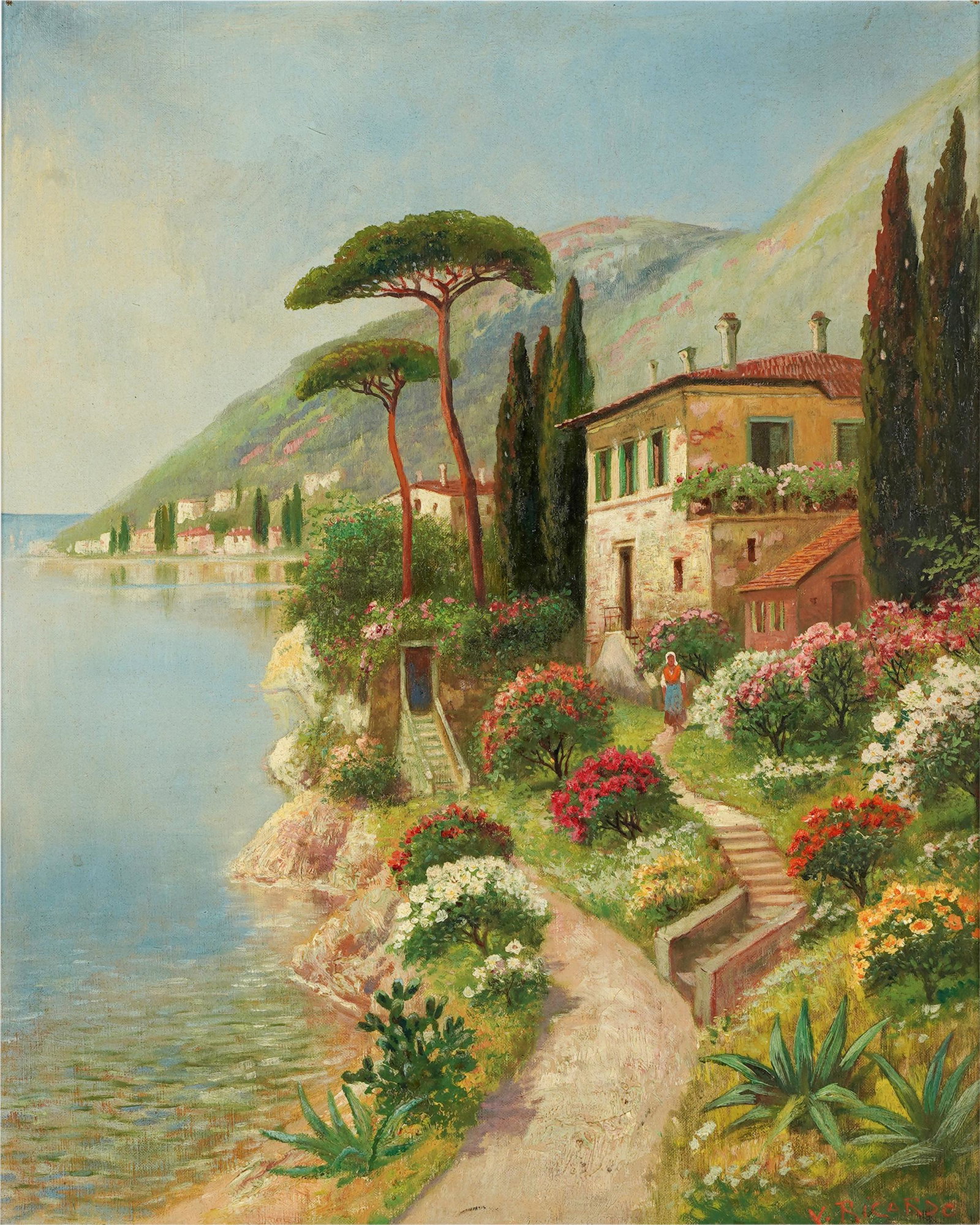 V. RICARDO (20TH CENTURY):  ITALIAN COASTAL SCENE (1 of 8)