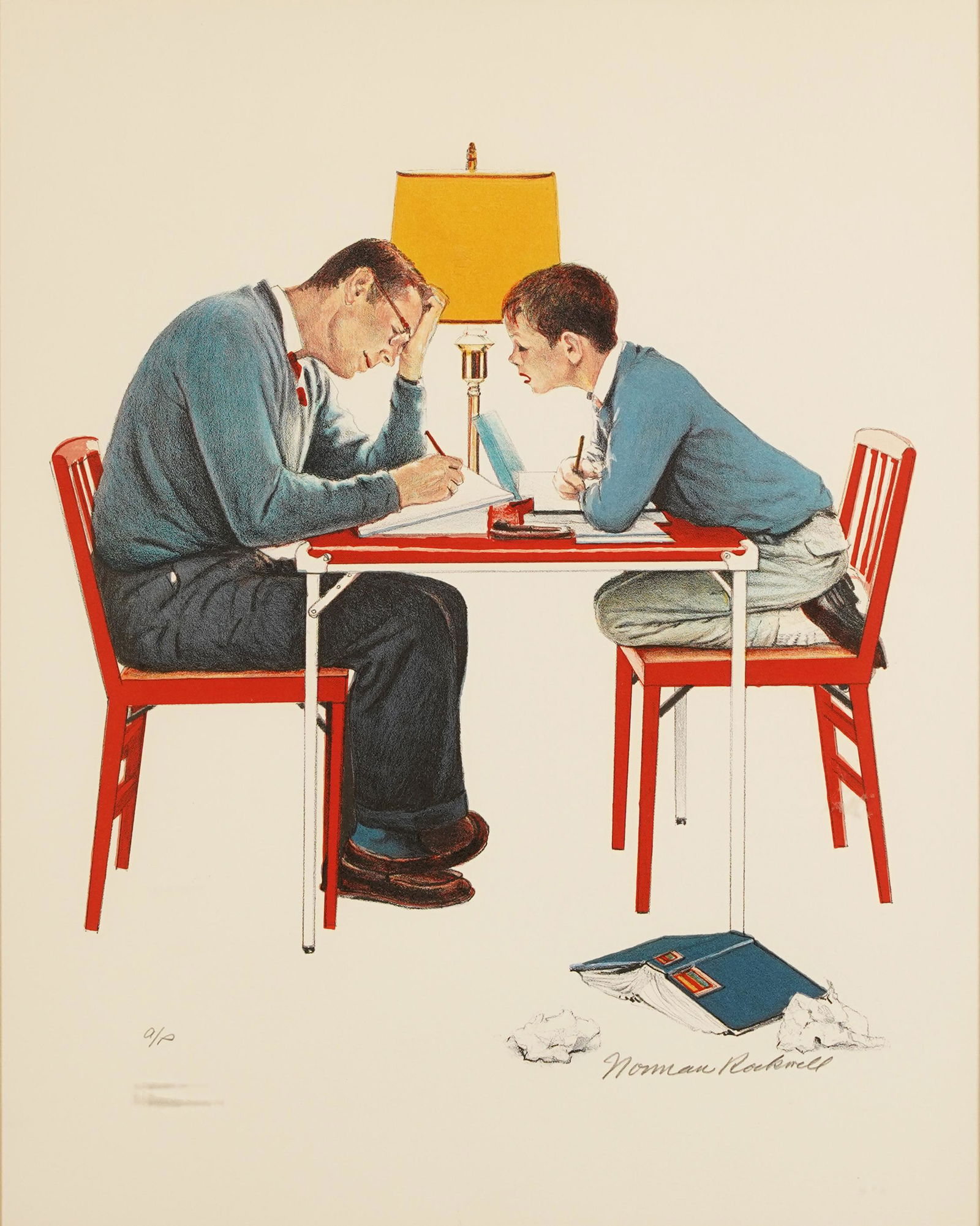 NORMAN ROCKWELL: MAN & BOY STUDYING (1 of 9)