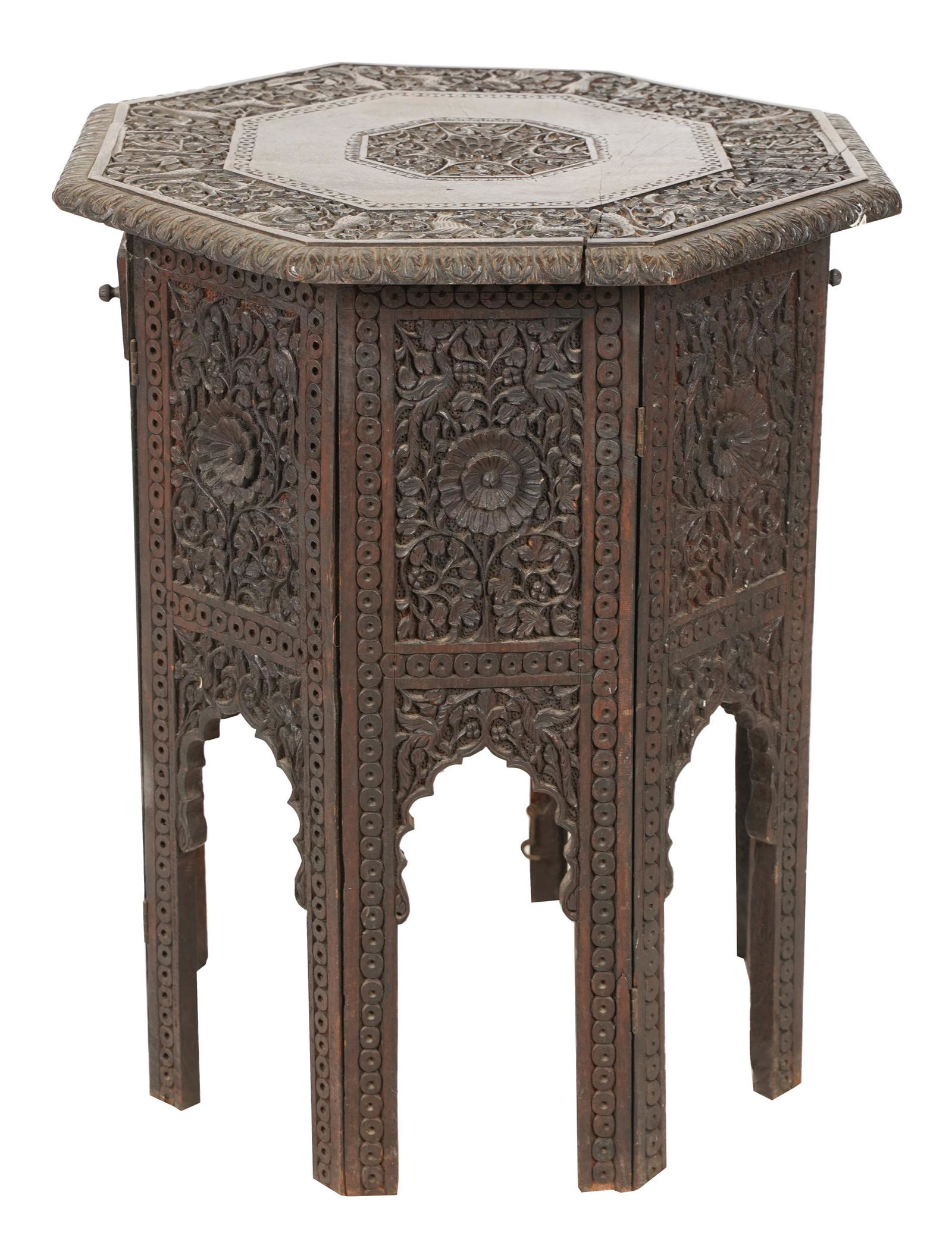 SYRIAN CARVED WOOD SIDE TABLE (1 of 13)