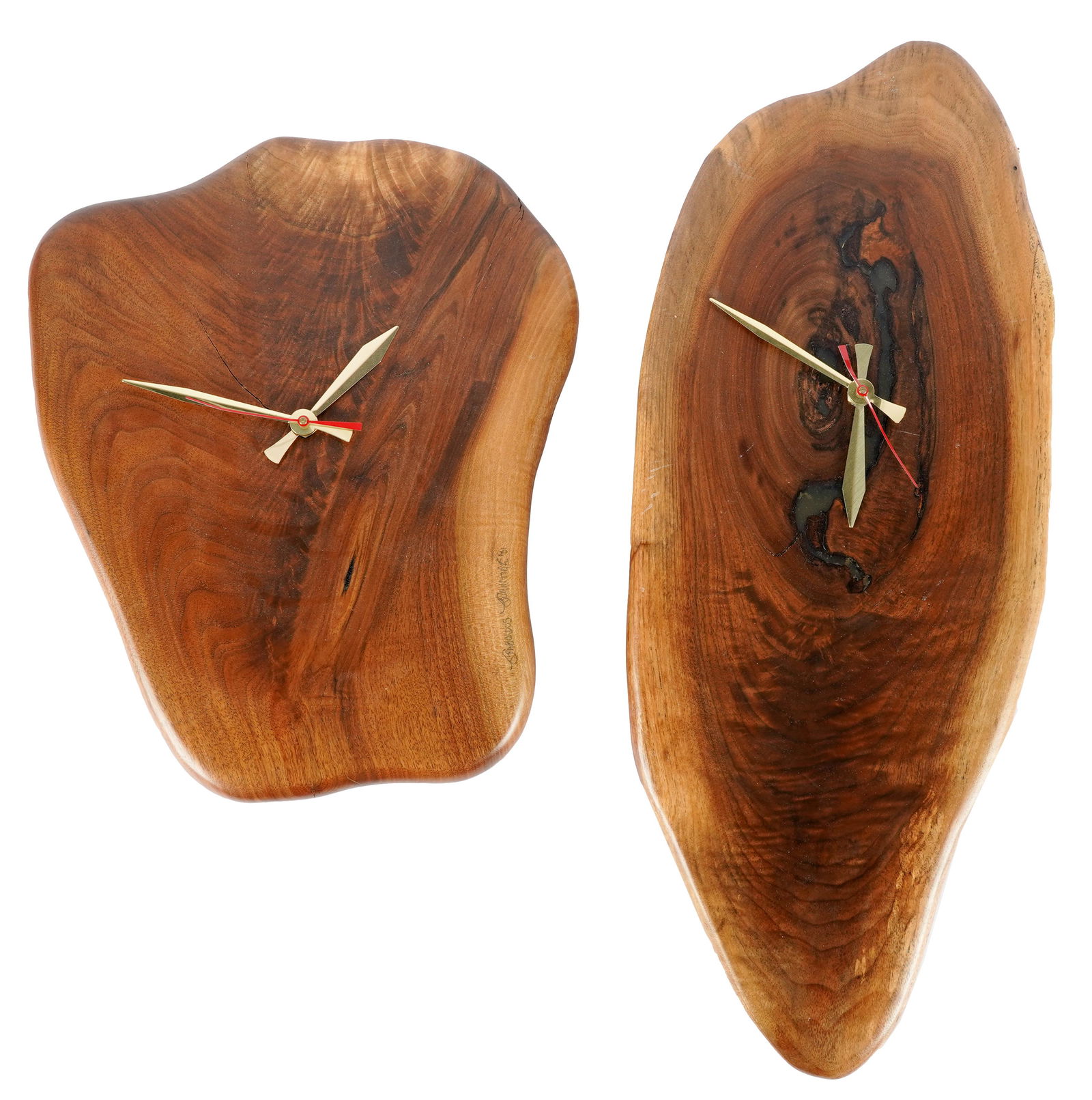 TWO AMERICAN KOA WOOD CLOCKS (1 of 12)